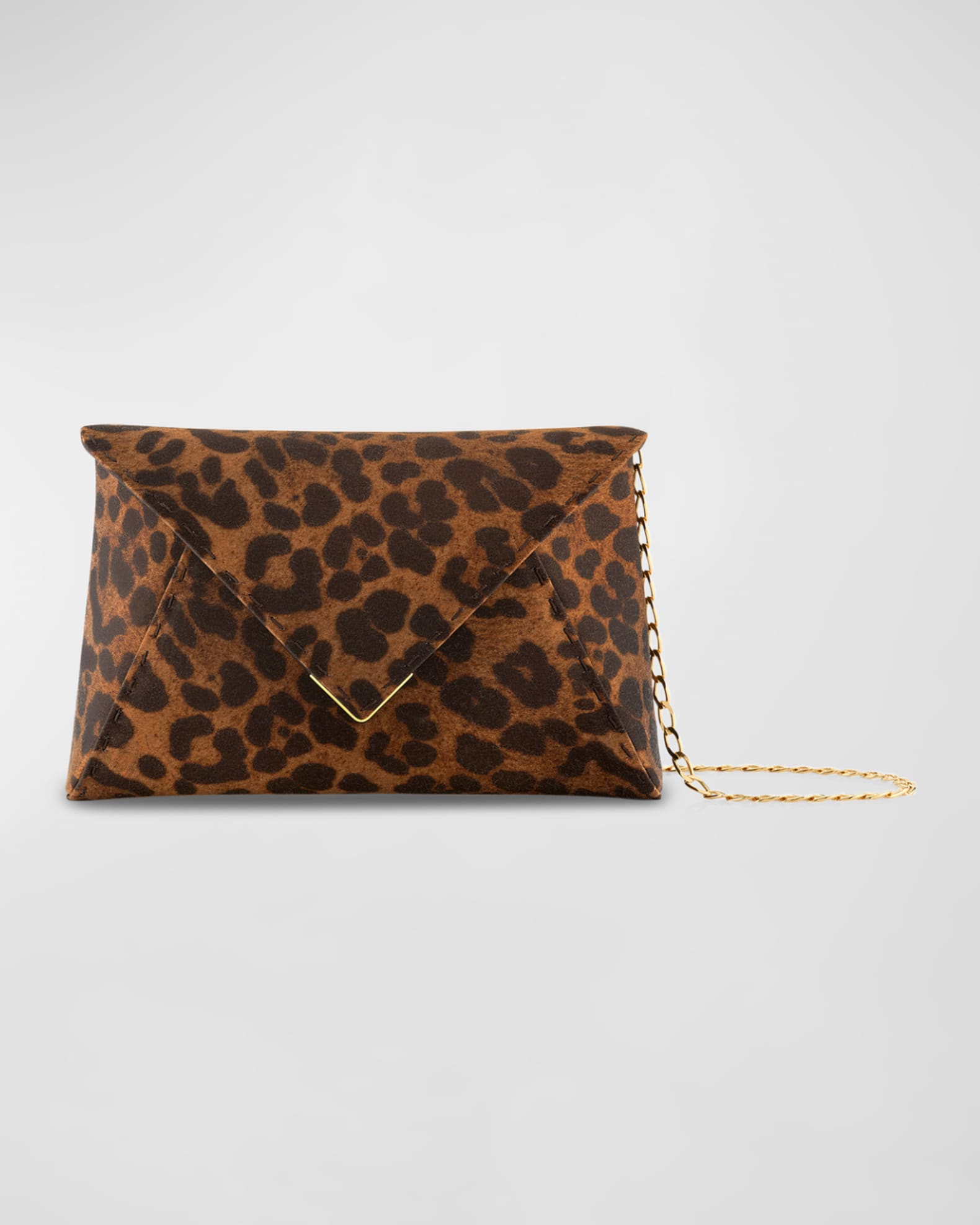 Signature Lee Small Leopard Satin Clutch  1