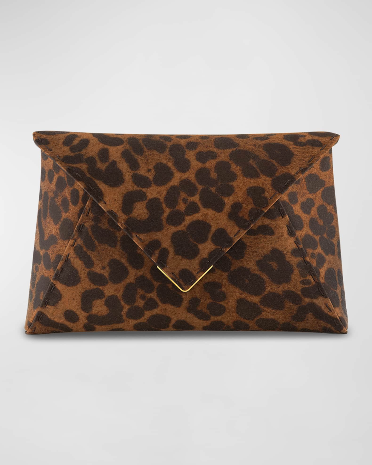 Signature Lee Small Leopard Satin Clutch  0