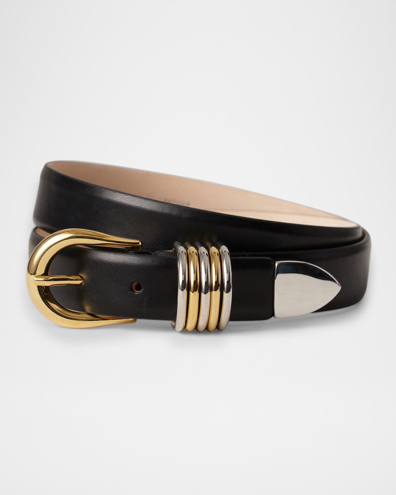 Hollyhock Mix Metal Leather Belt 0