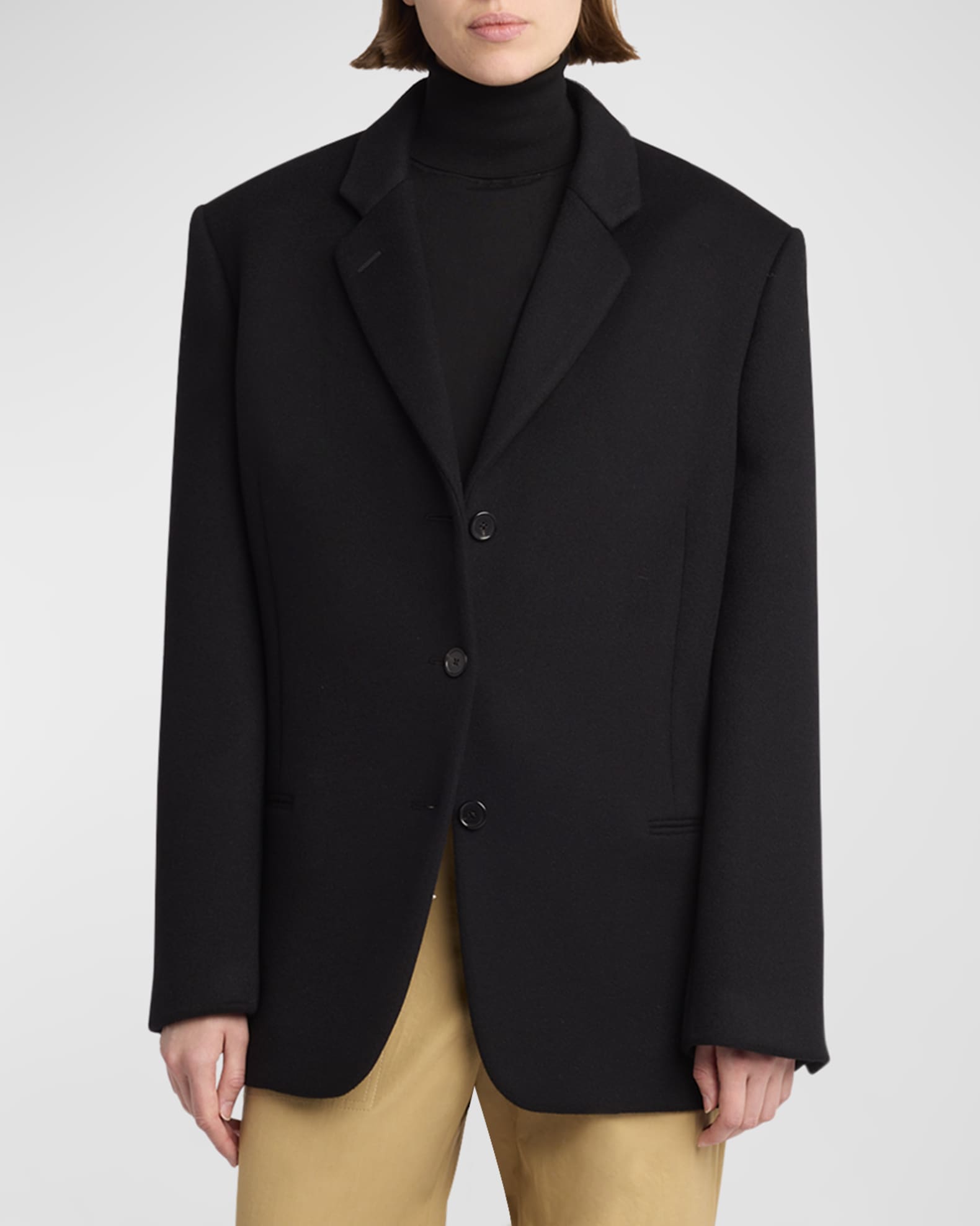 The Row Glenn Single Breasted Cashmere Jacket Black