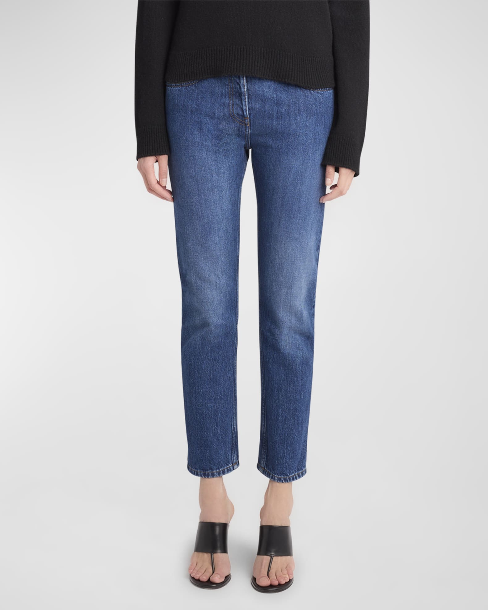 Riaco Mid-Rise Straight-Leg Ankle Jeans 1