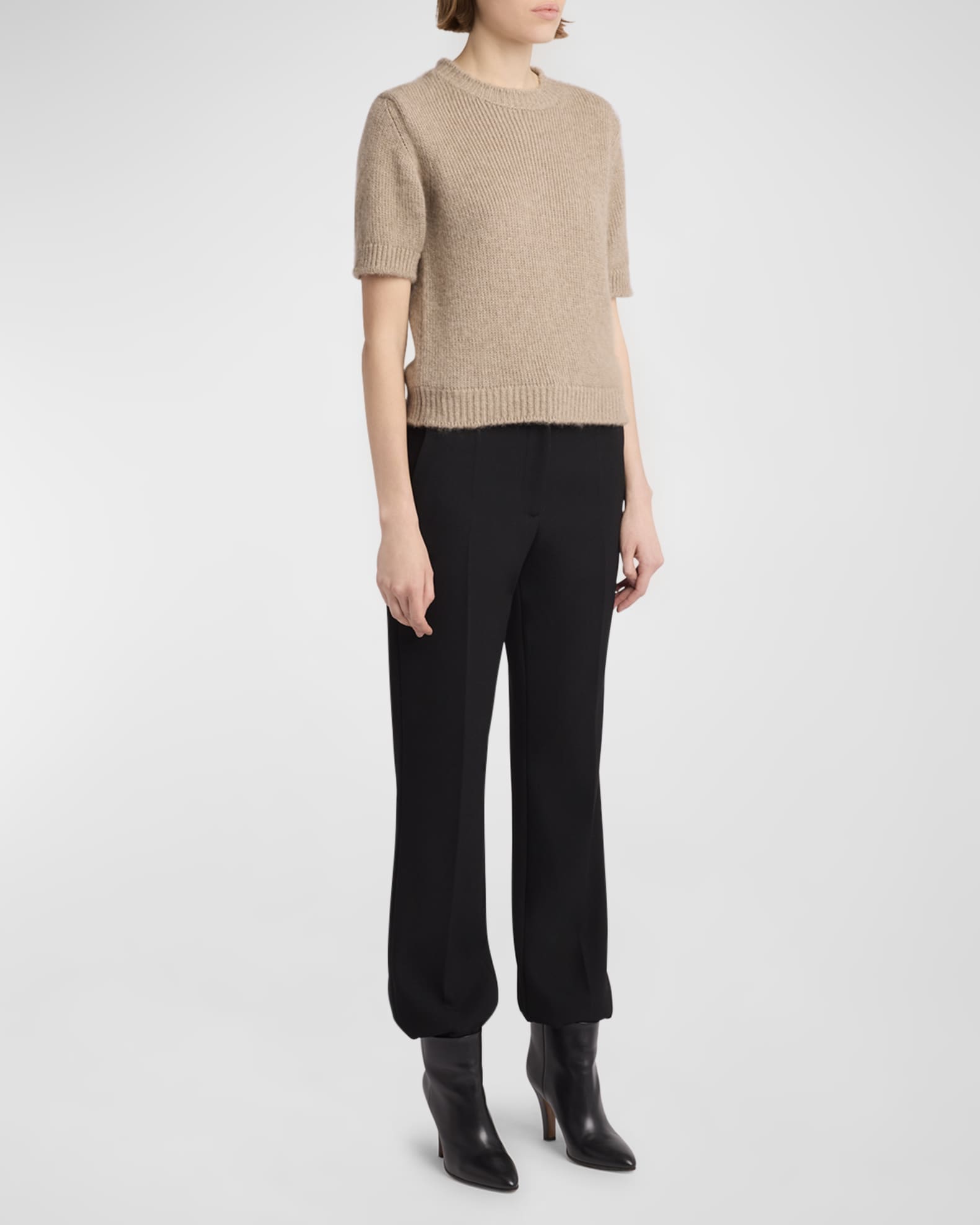 Hibiscus Cashmere Short-Sleeve Sweater 1
