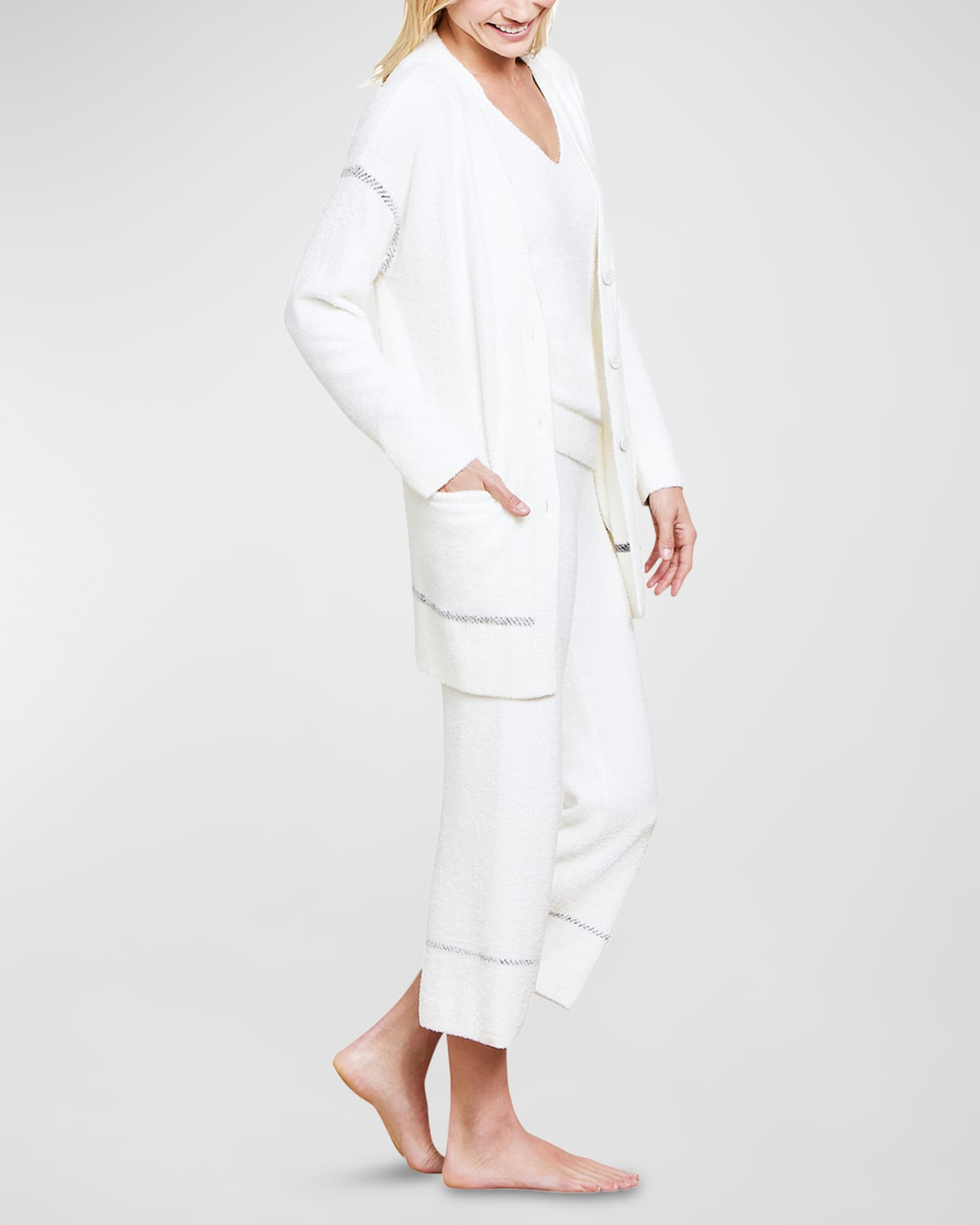 Barefoot Dreams CozyChic Lite ContrastStitch Cardigan Neiman Marcus