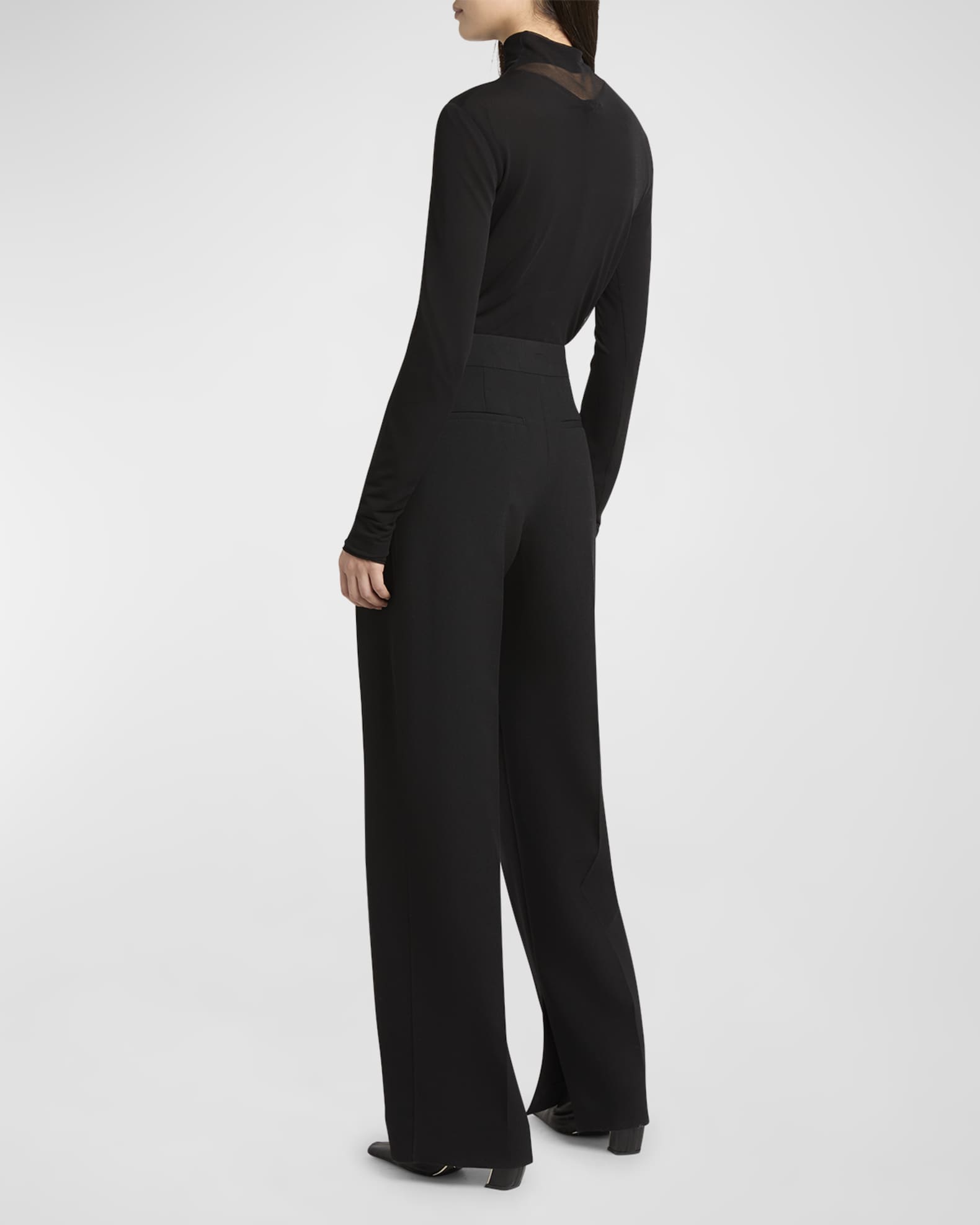 Pleated Straight-Leg Trousers with Split Seams