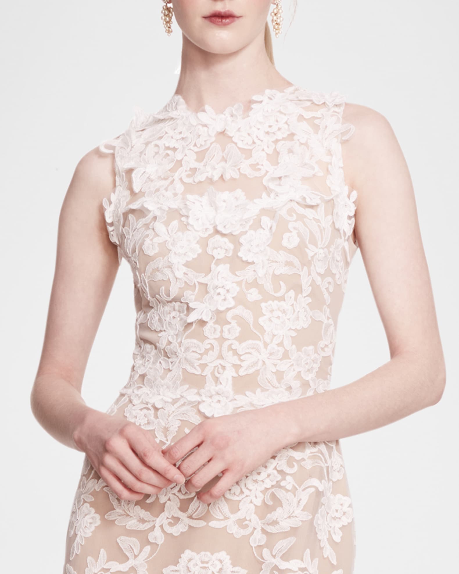 Marchesa Notte Corded Column Gown