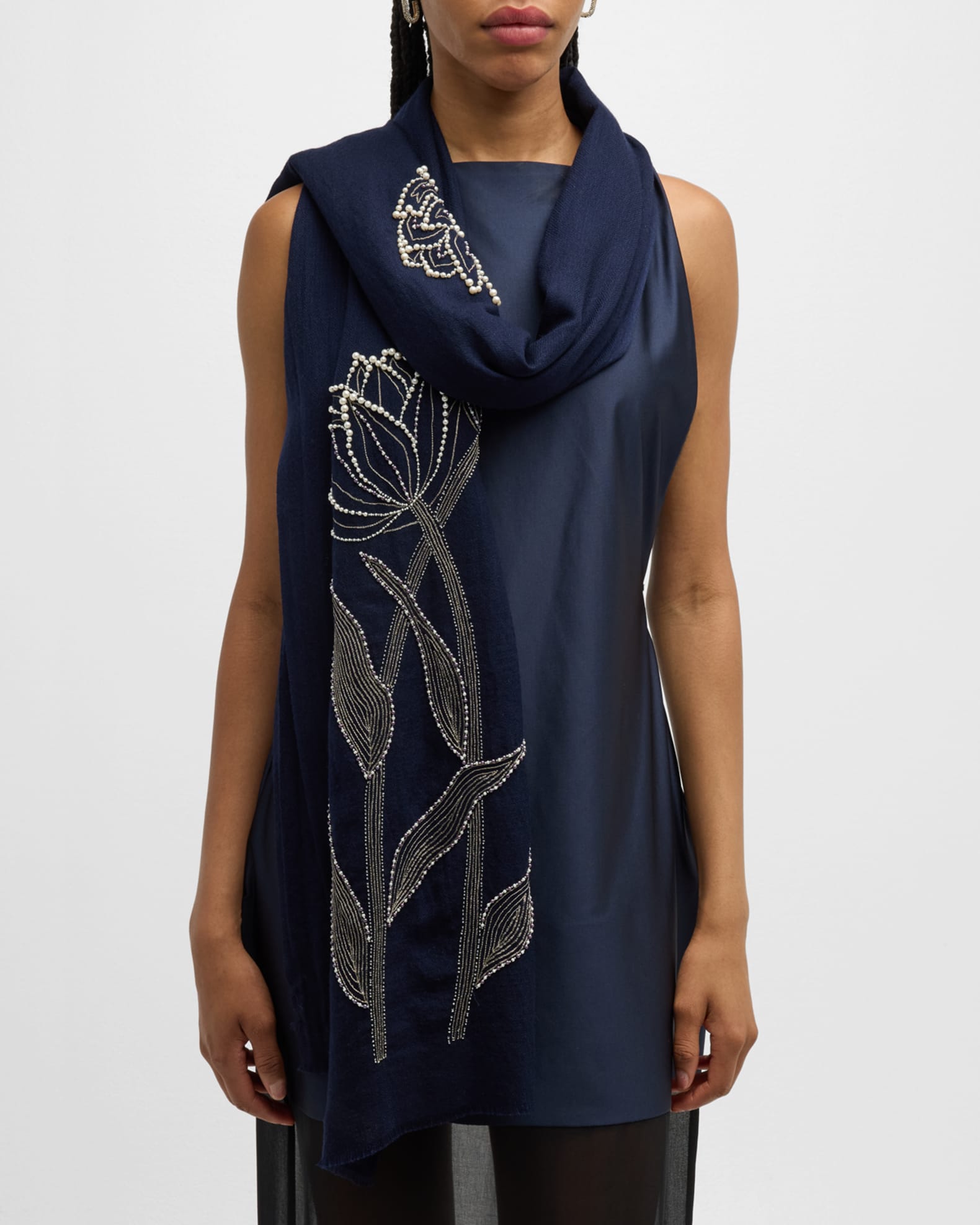 Marina Beaded Merino Wool Scarf  1