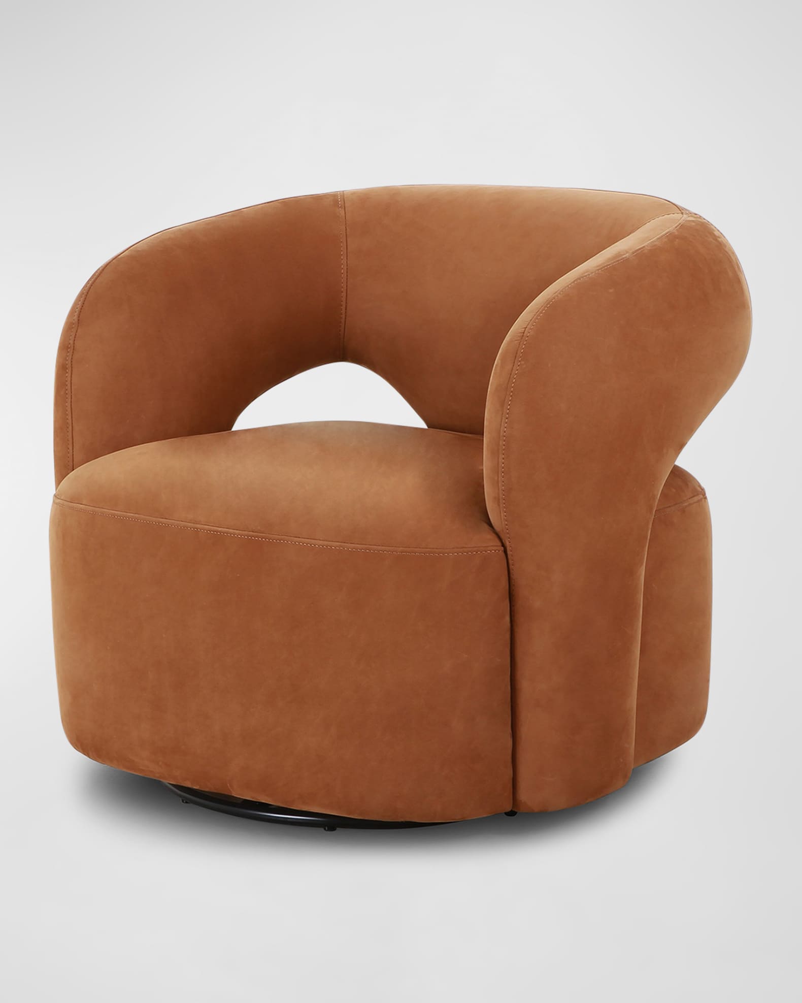 Mazie Leather Swivel Chair 0