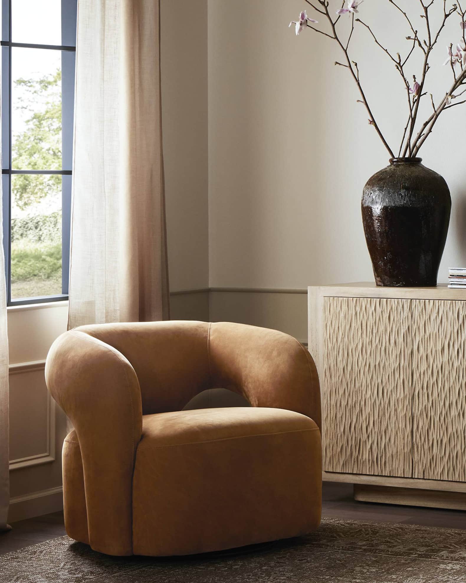 Mazie Leather Swivel Chair 1