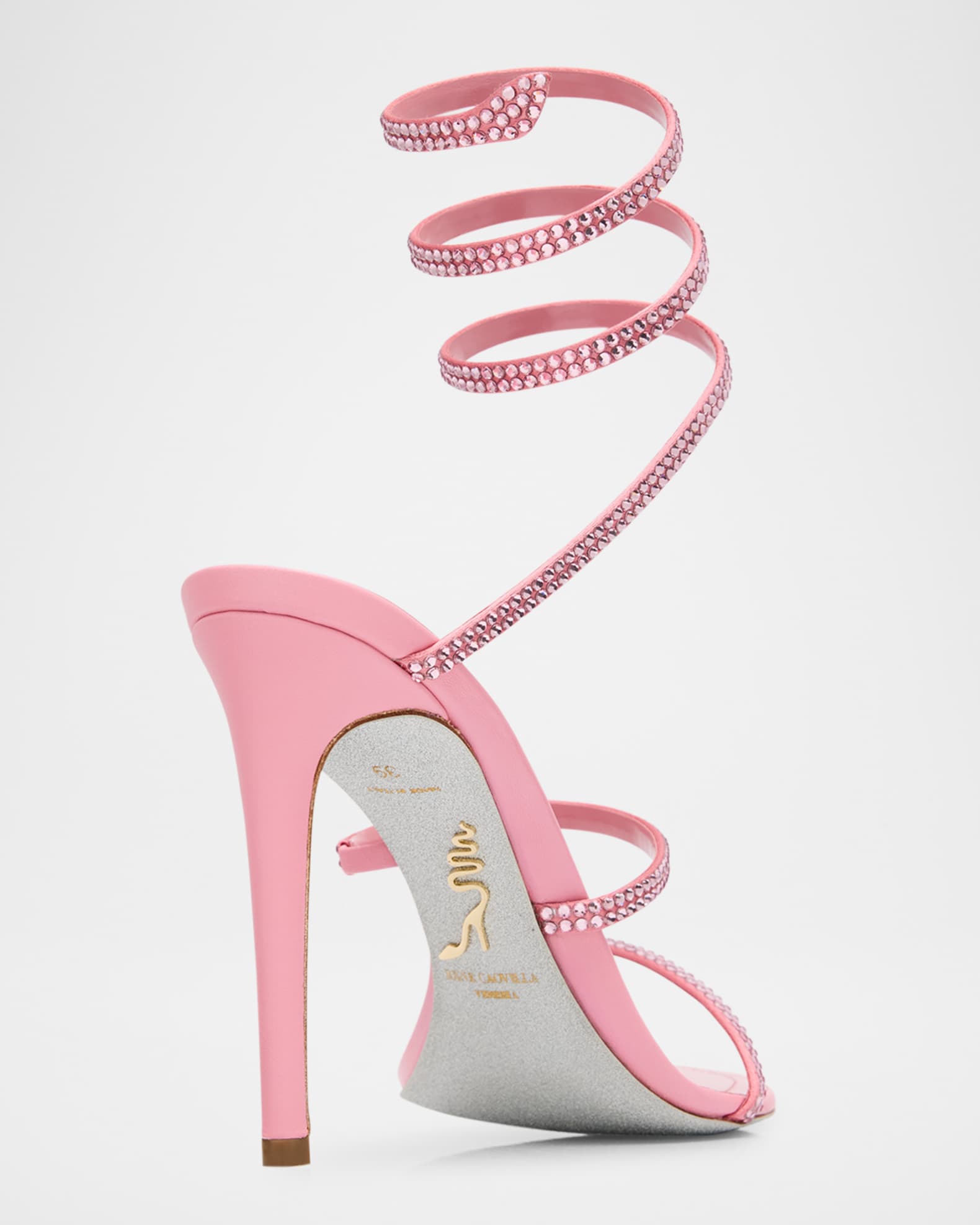 Rene Caovilla Cleo Satin Strass Snake-Wrap Sandals | Neiman Marcus