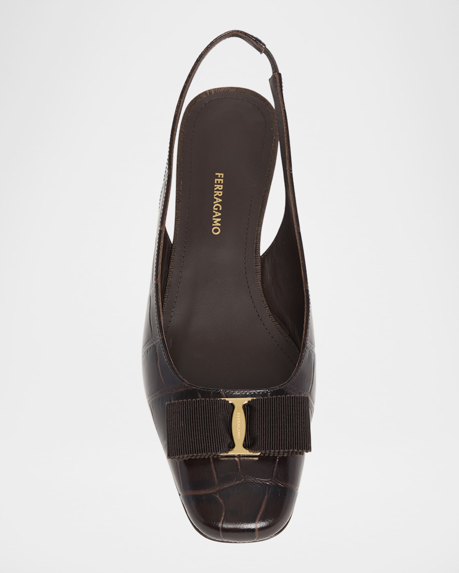 Ferragamo Rivada Embossed Bow Slingback Pumps | Neiman Marcus