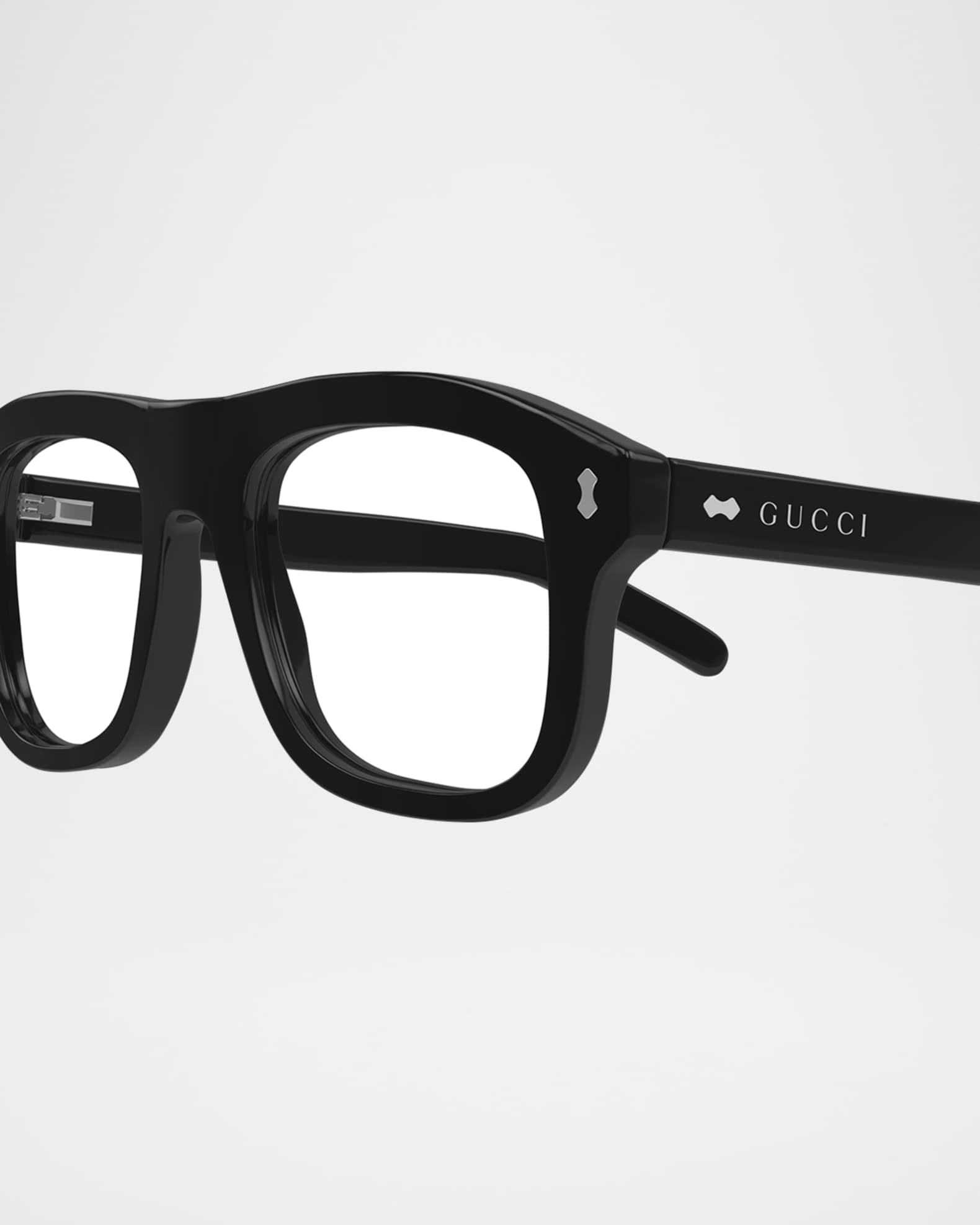 Gucci Men s Acetate Square Optical Frames with Magnetic Sunglasses Clips Neiman Marcus
