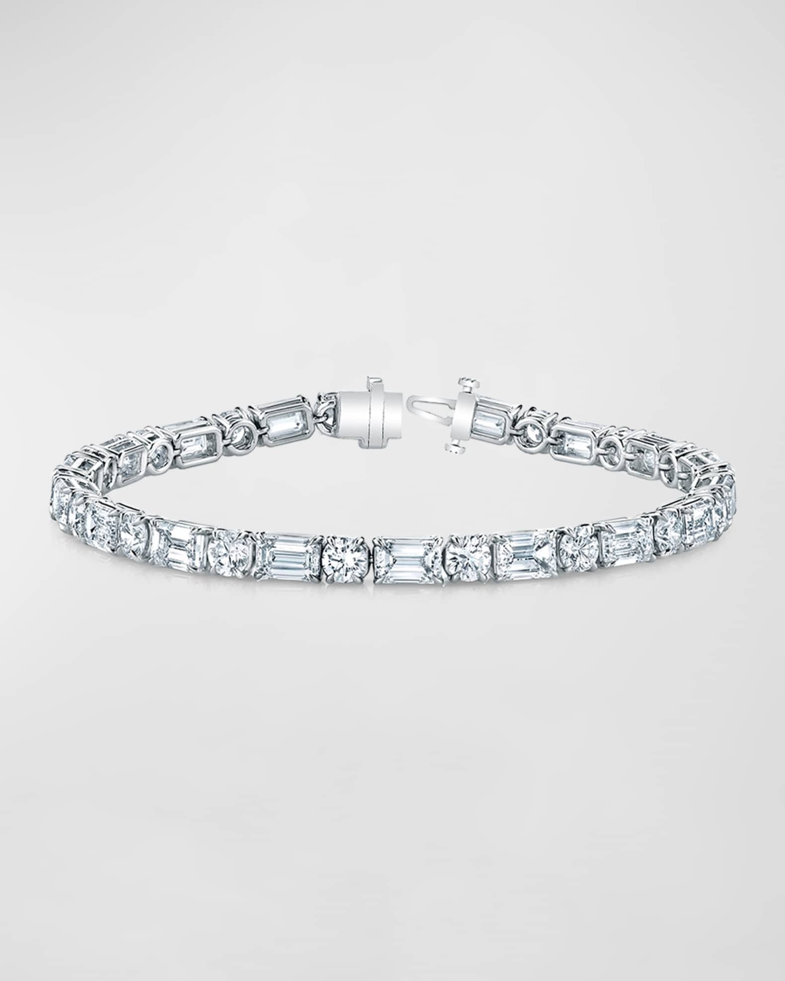 Platinum East-West Alternating Prong-Set Diamond Bracelet 1