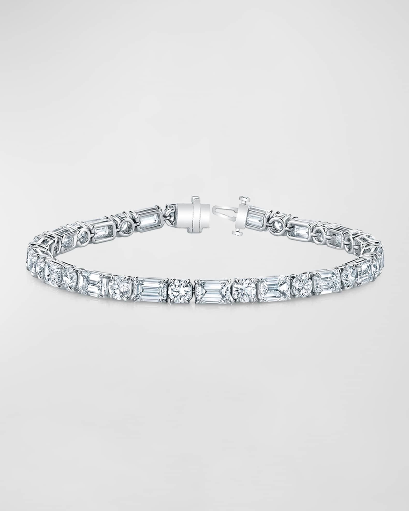Platinum East-West Alternating Prong-Set Diamond Bracelet 1