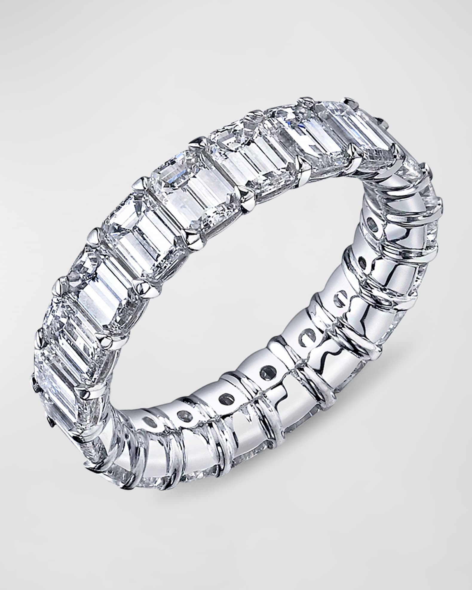 Large Platinum Eternity Band with Emerald Cut Diamonds 1