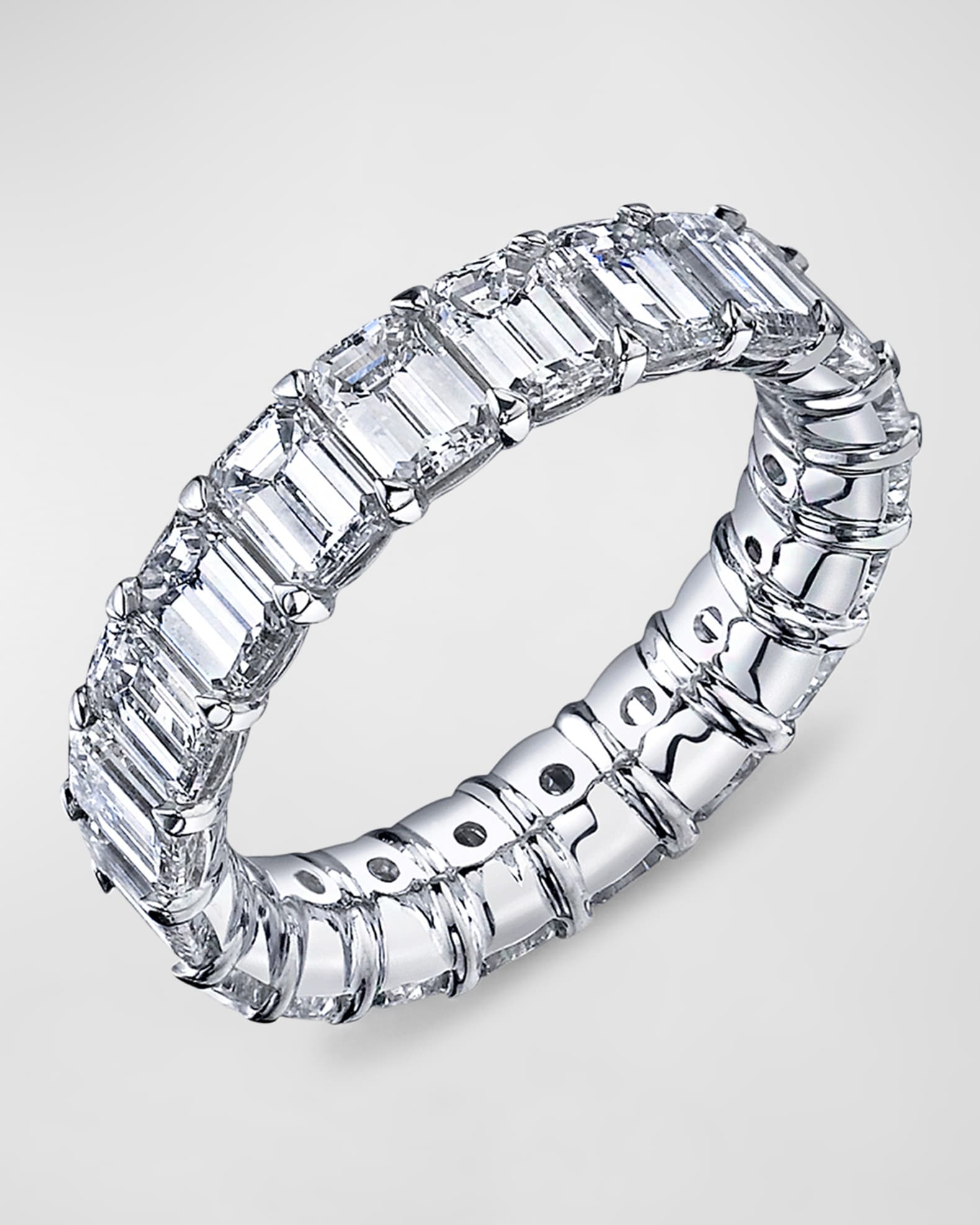 Large Platinum Eternity Band with Emerald Cut Diamonds 1