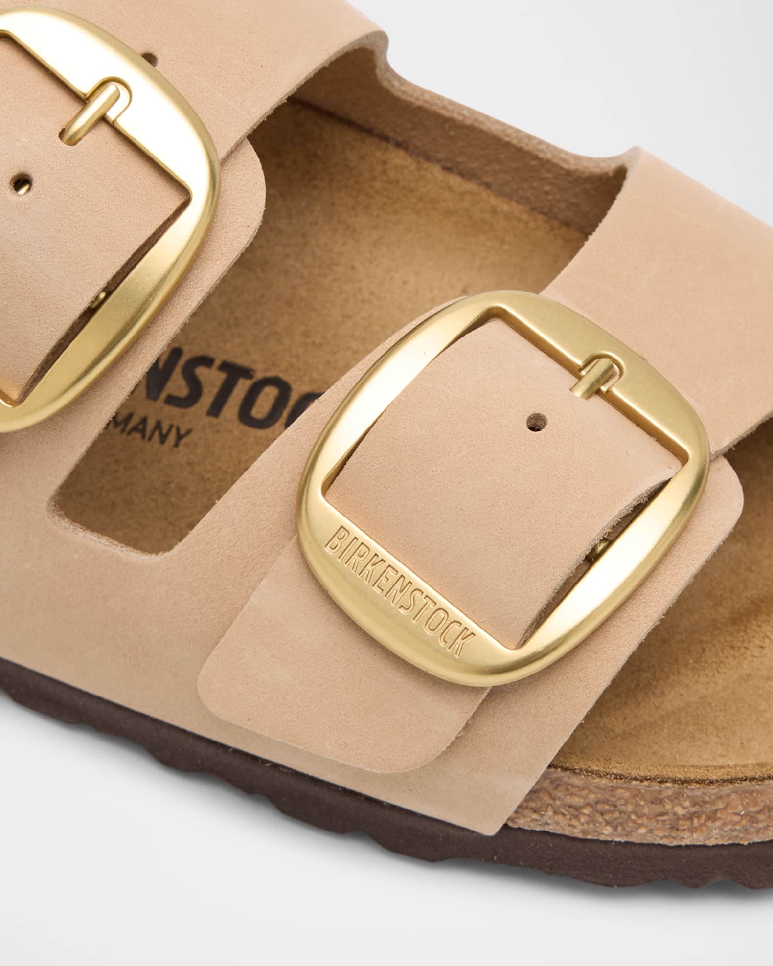 BIRKENSTOCK Arizona Leather Dual-Buckle Slide Sandals | Neiman Marcus