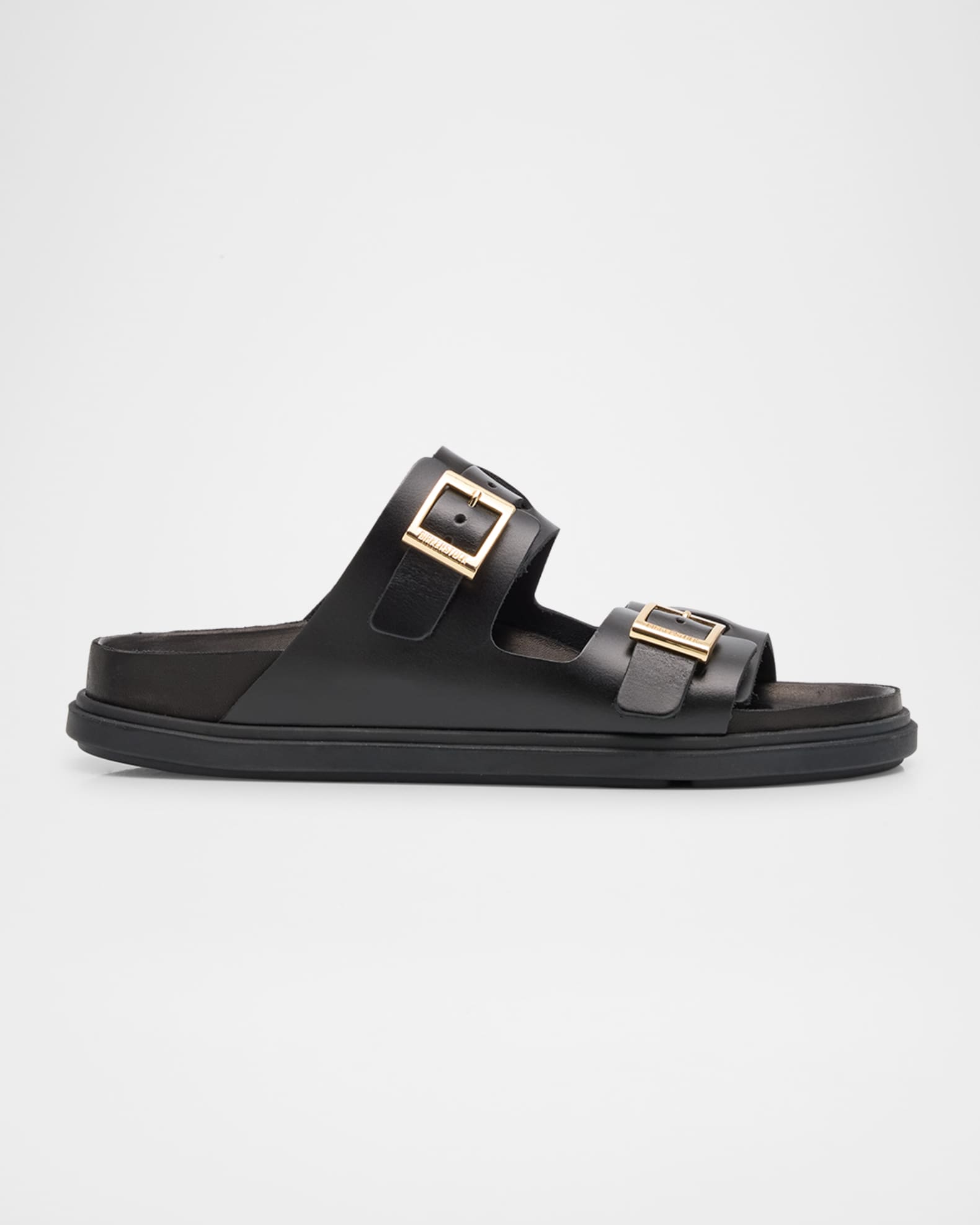 BIRKENSTOCK St Barths Leather Dual Buckle Slide Sandals