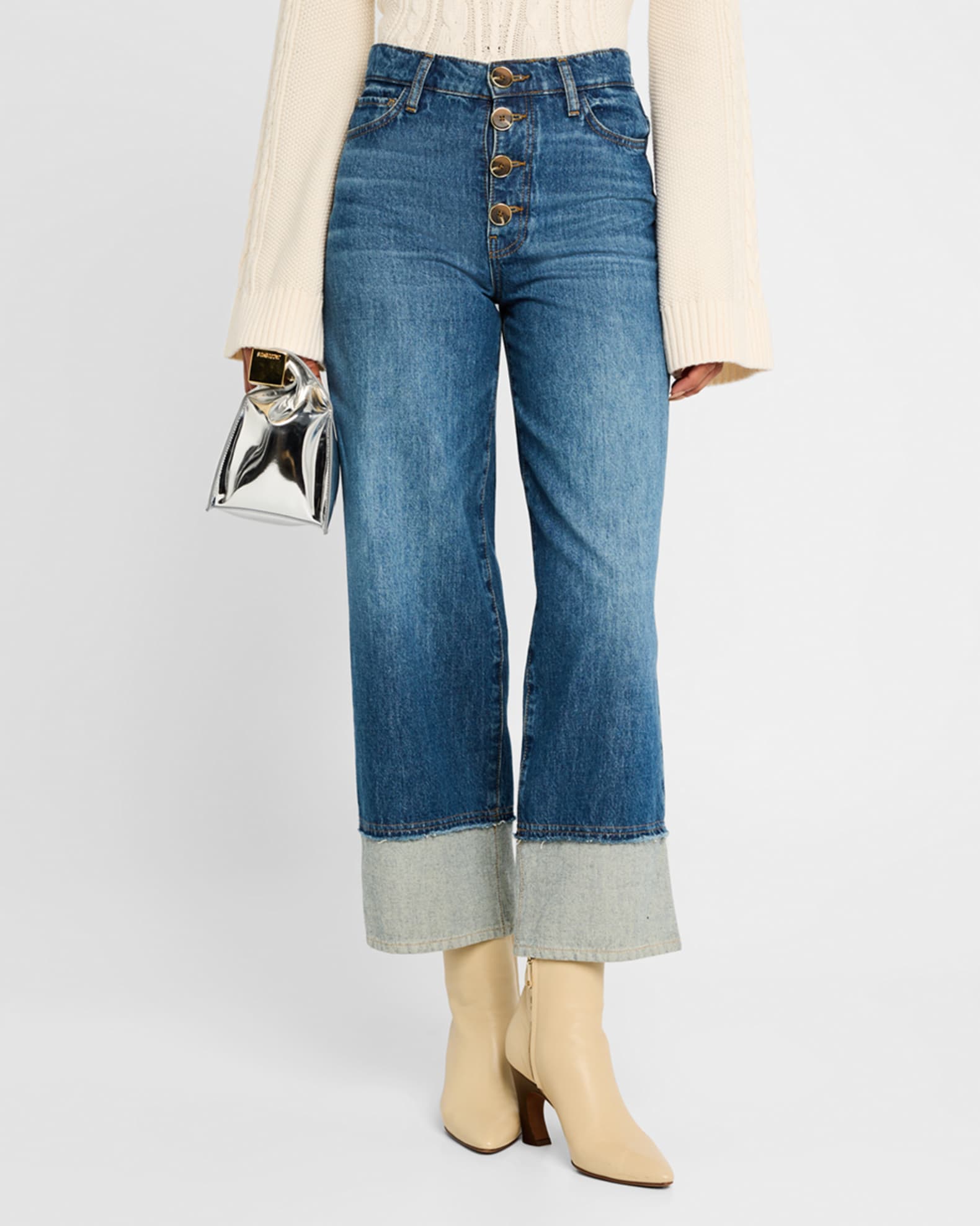 Derek Lam 10 Crosby Simona Cuffed Straight-Leg Jeans
