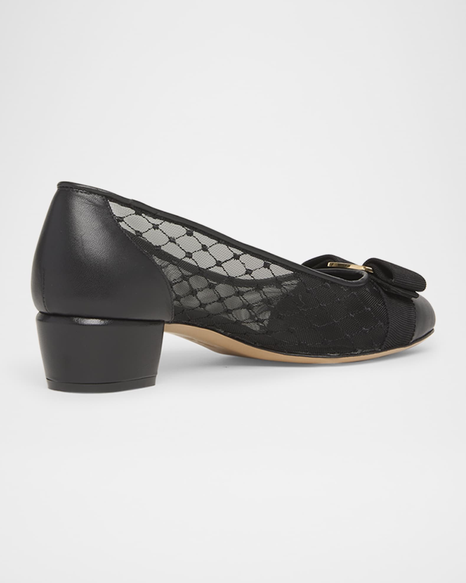 Vara Bow Mesh Leather Pumps 1