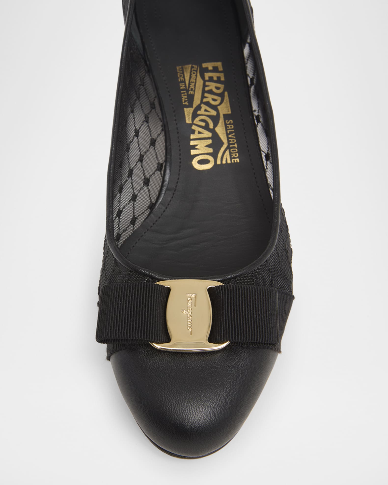 大人気アイテム Bow Vara Ferragamo Mesh Marcus Neiman | Pumps Leather 靴