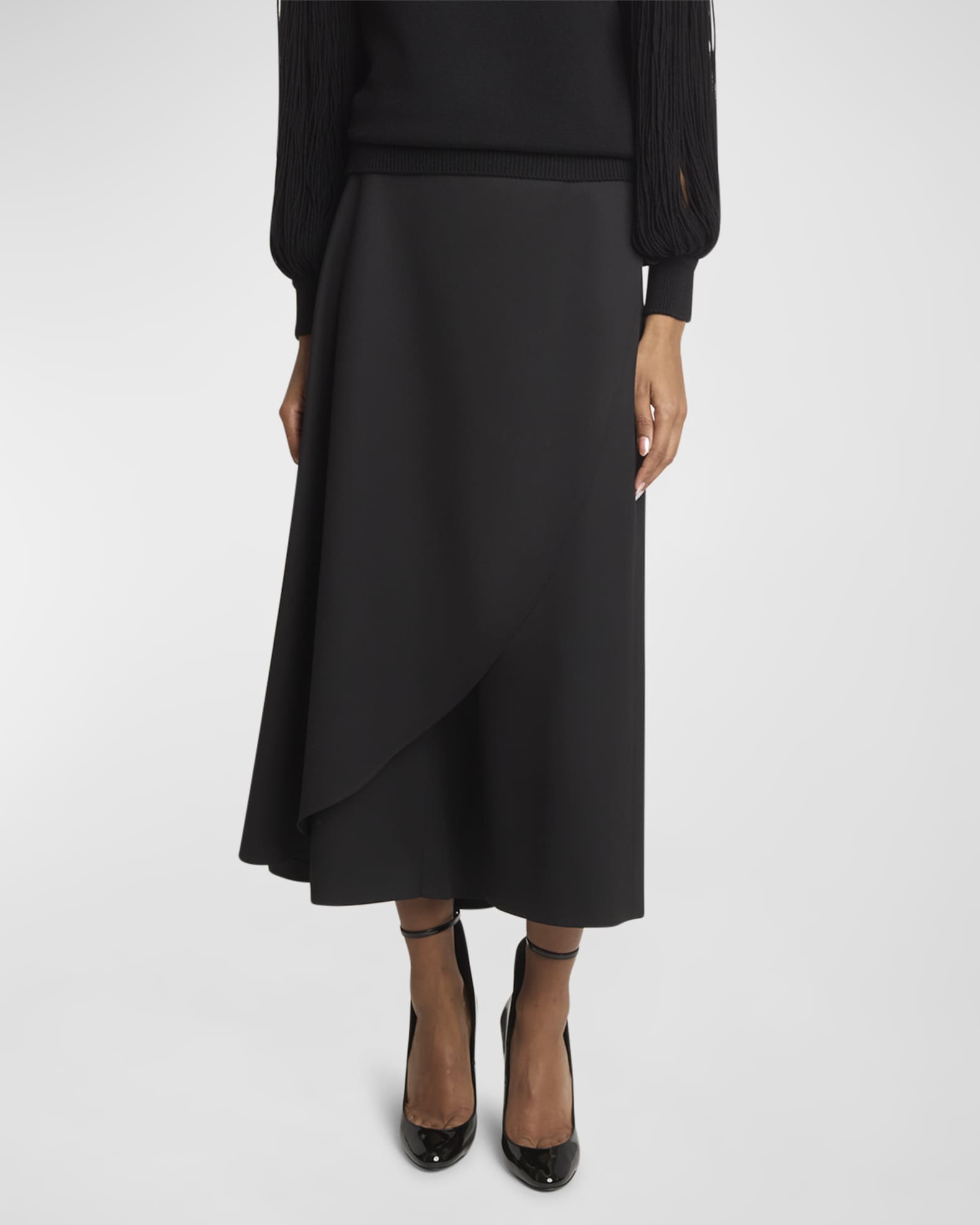 Draped Skirt Wool Pants