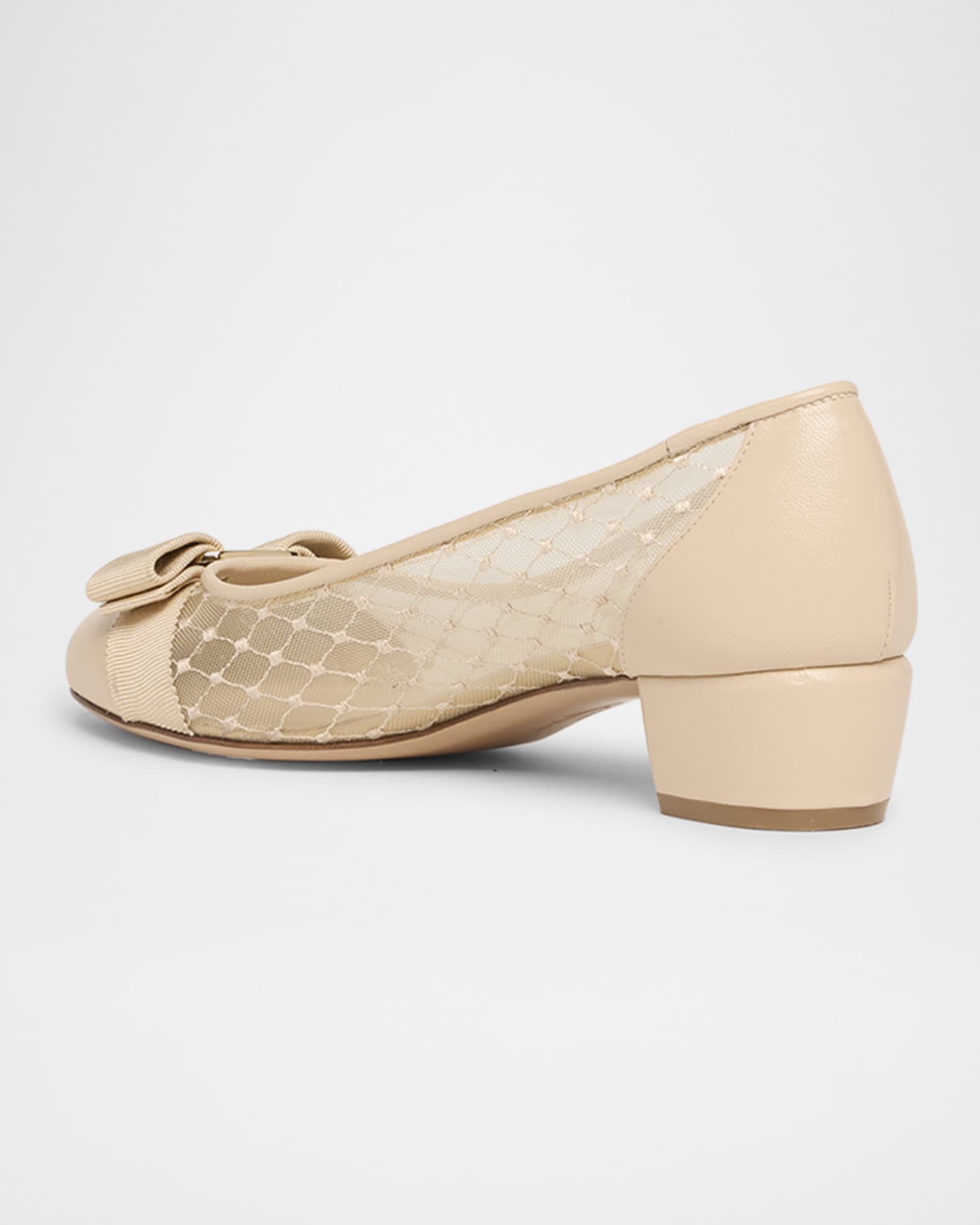 Vara Bow Mesh Leather Pumps 1
