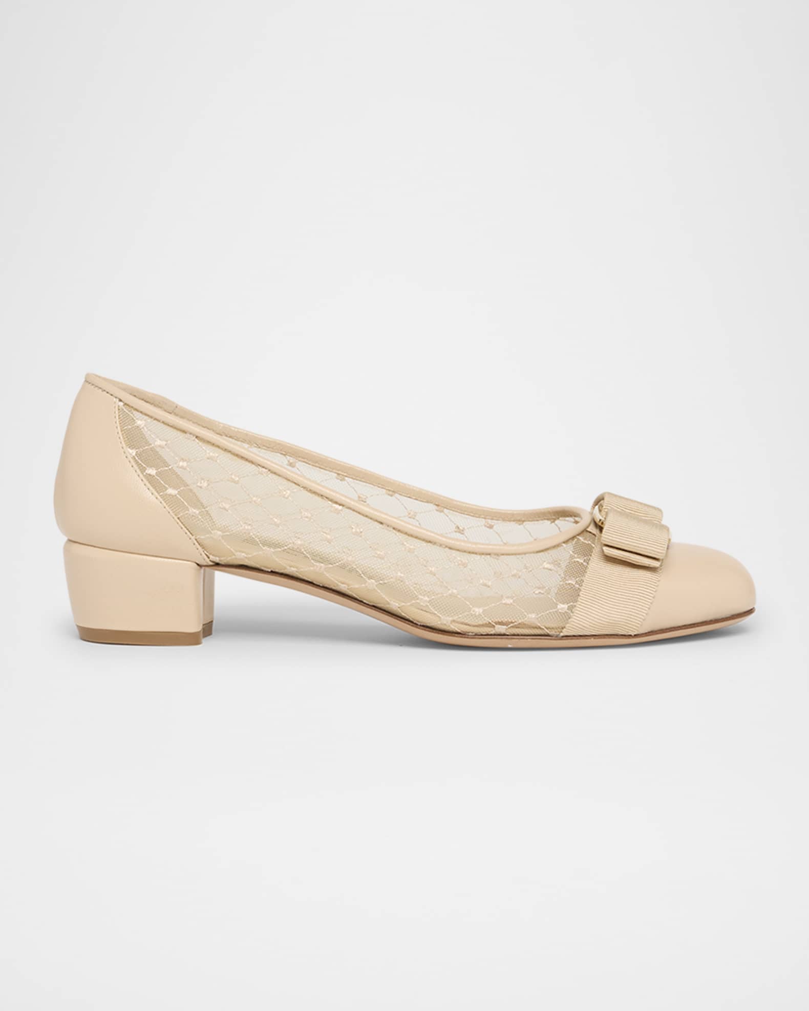 Vara Bow Mesh Leather Pumps 0