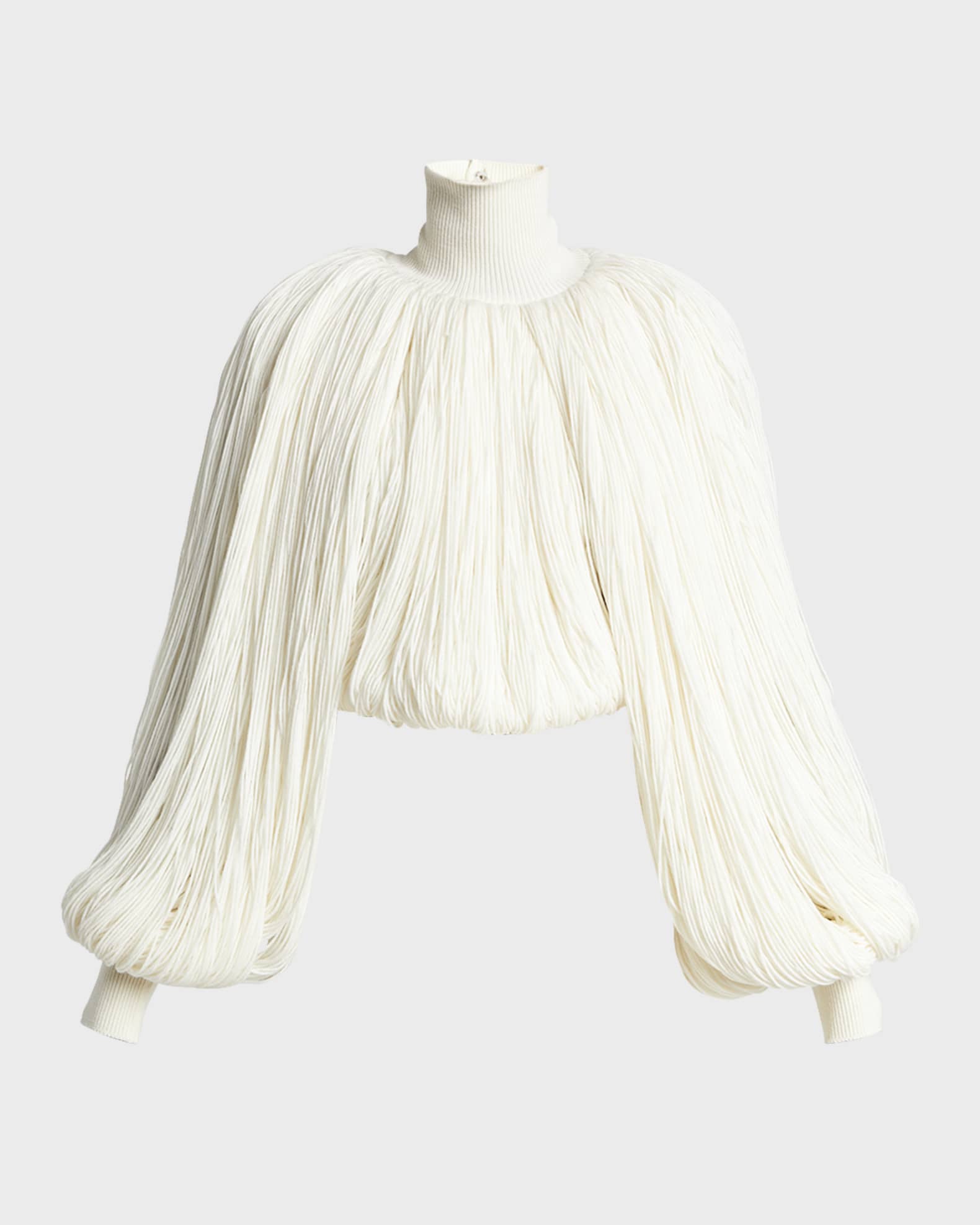 Turtleneck Long-Sleeve Fringe Sweater 0