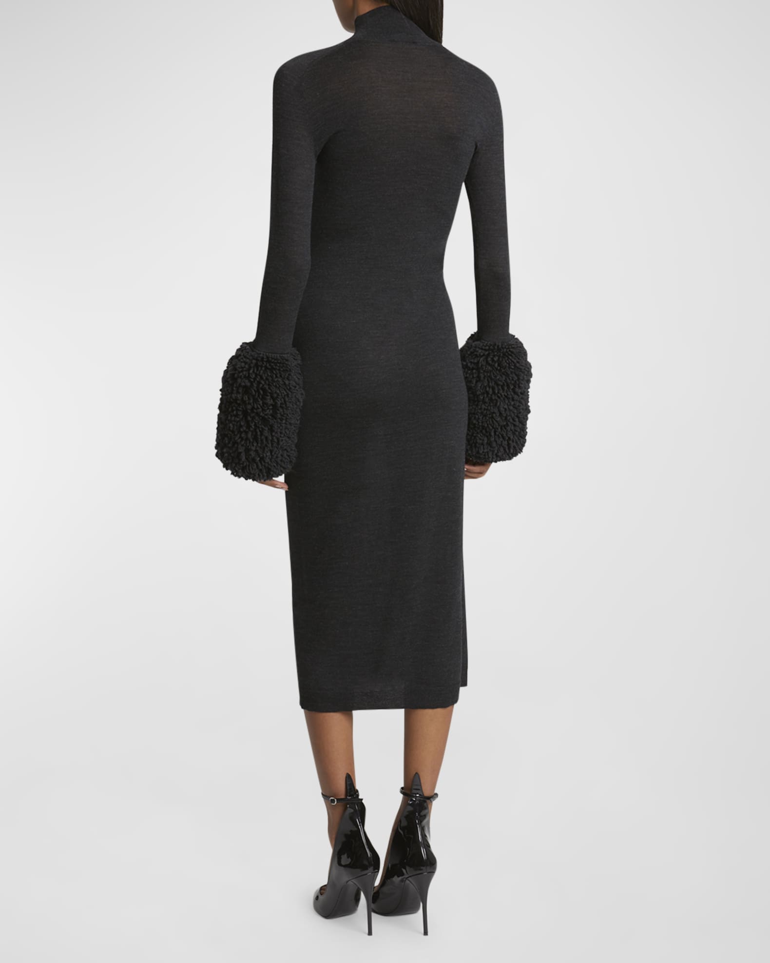 ALAIA BubbleCuff LongSleeve Midi Sweater Dress Neiman Marcus