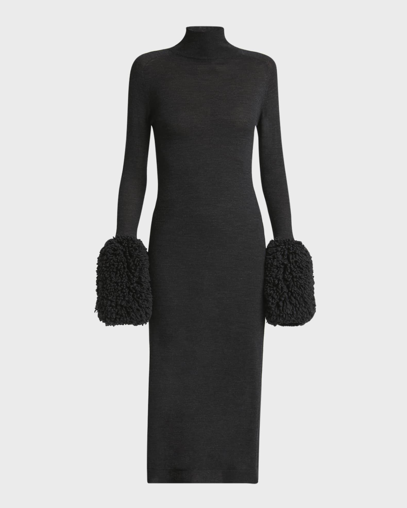ALAIA Bubble Cuff Long Sleeve Midi Sweater Dress Neiman Marcus