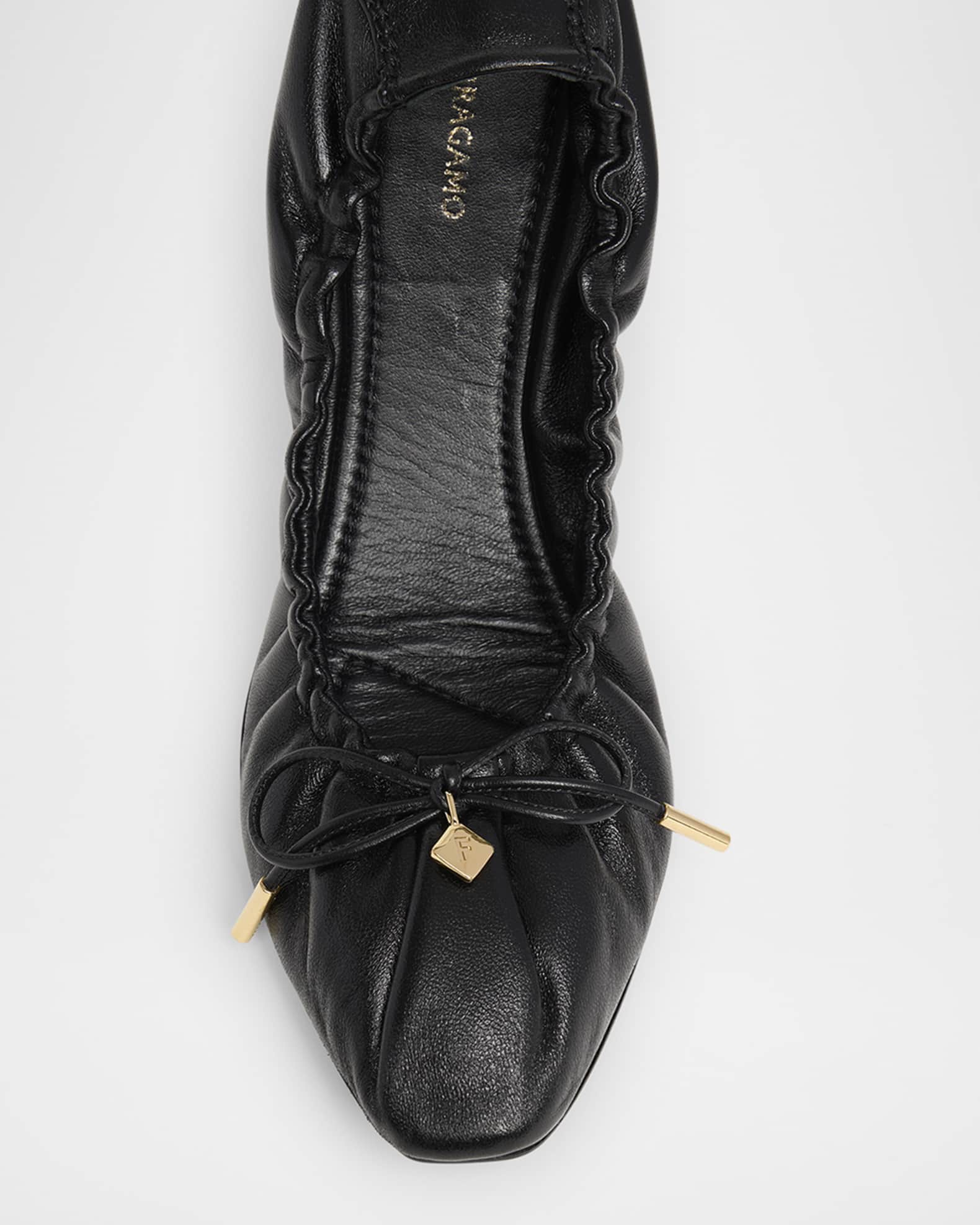 Ferragamo Joelle Leather Bow Ballerina Flats | Neiman Marcus