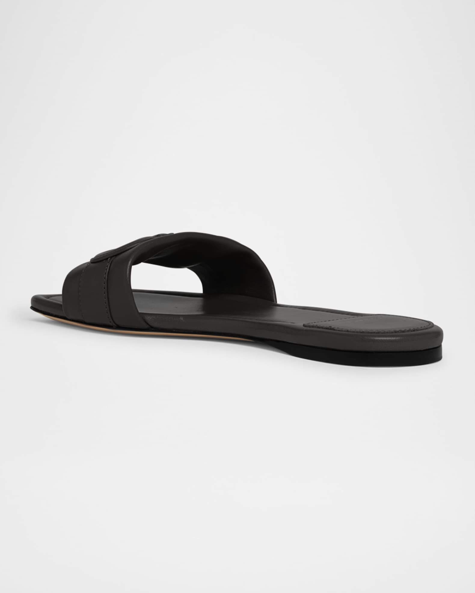 Liss Leather Logo Flat Slide Sandals 1