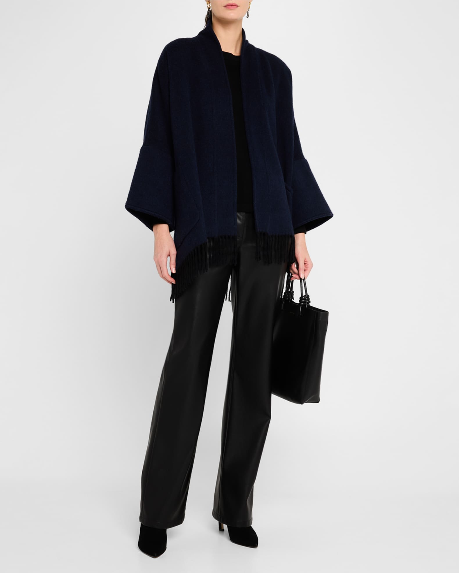 Cashmere Fringe Cape - Thumbnail 2
