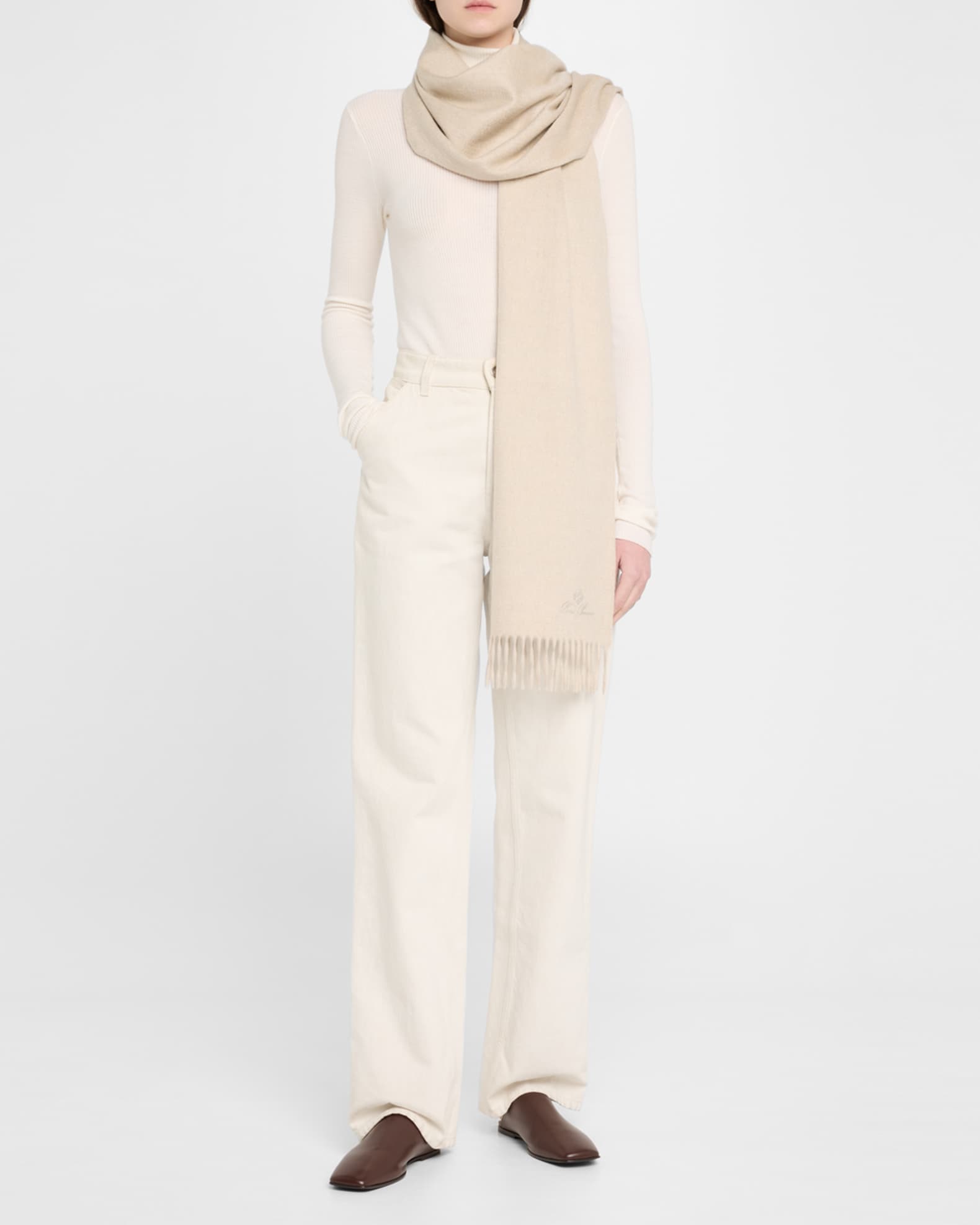 Embroidered Logo Cashmere Scarf  1