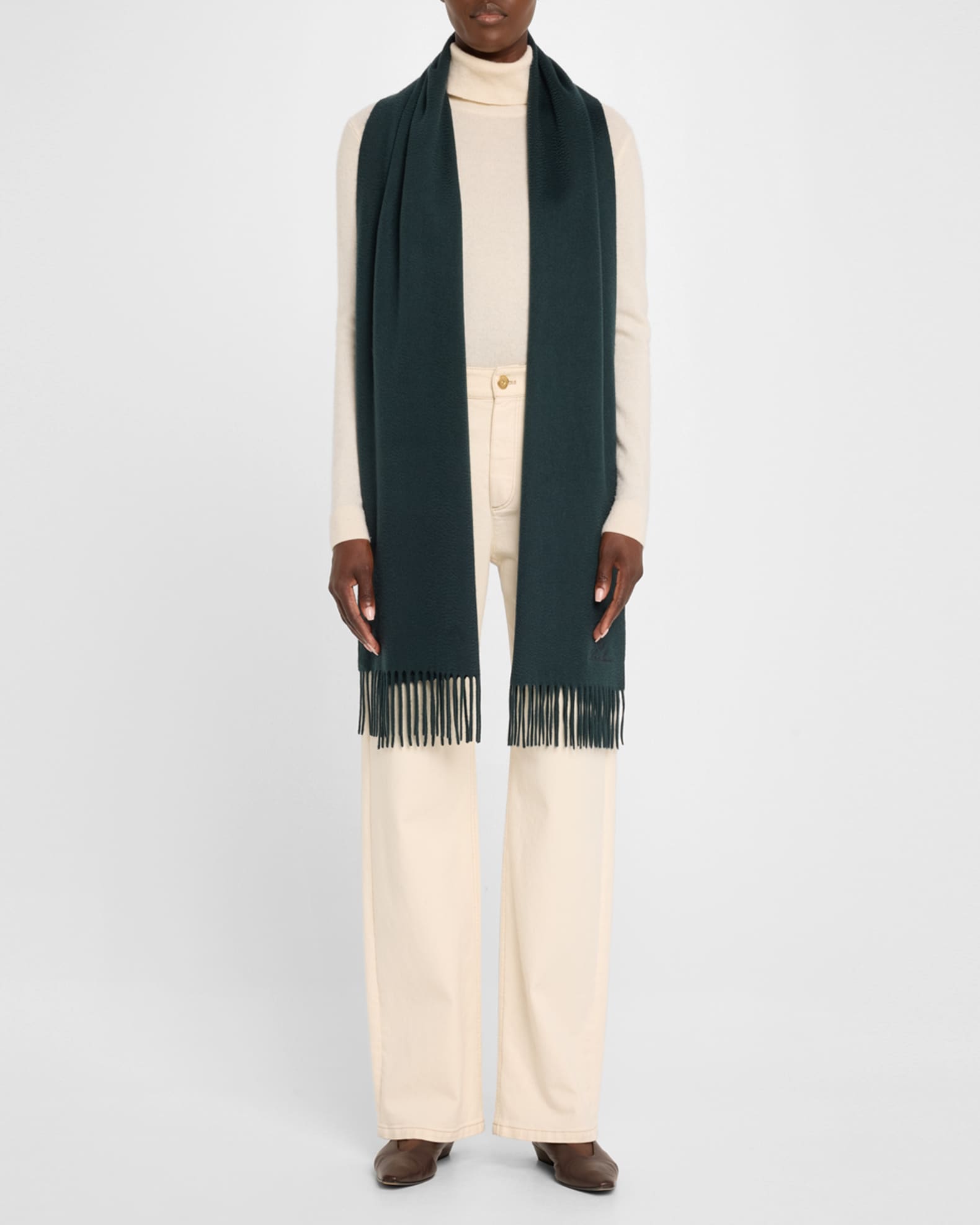 Embroidered Logo Cashmere Scarf  1