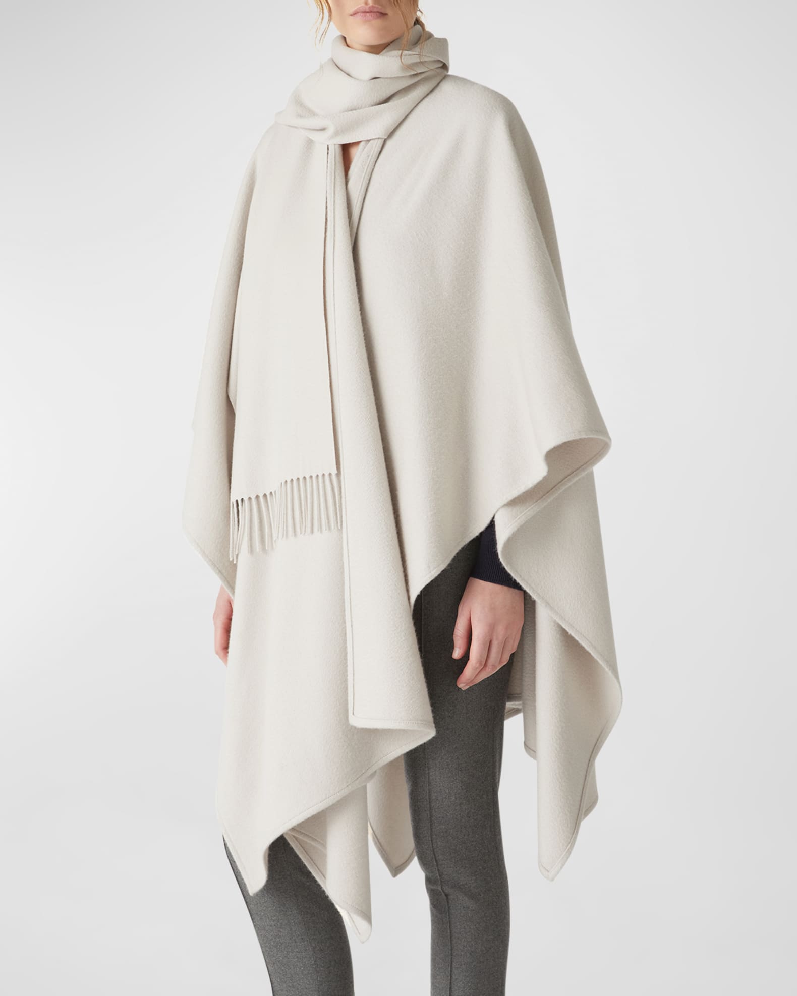 Daisy Fringed Cashmere Cape  1