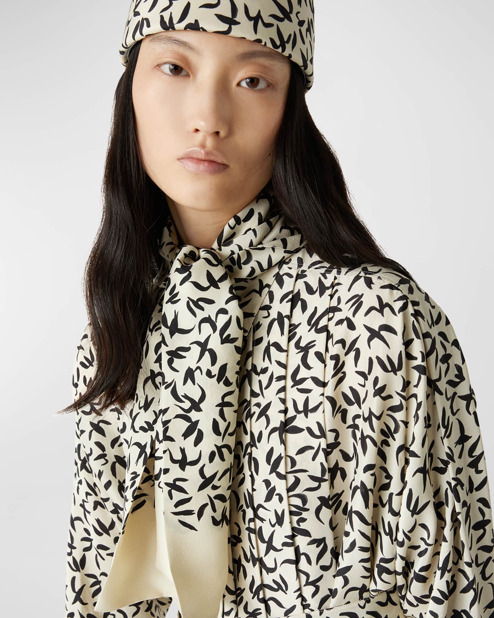 Swallow Bird Print Silk Scarf  1