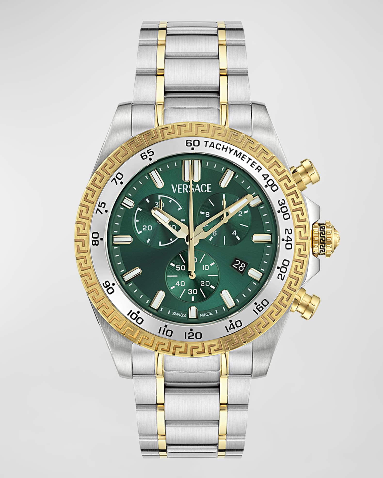 Versace Chrono X Two-Tone Bracelet Watch, 44mm Neiman Marcus