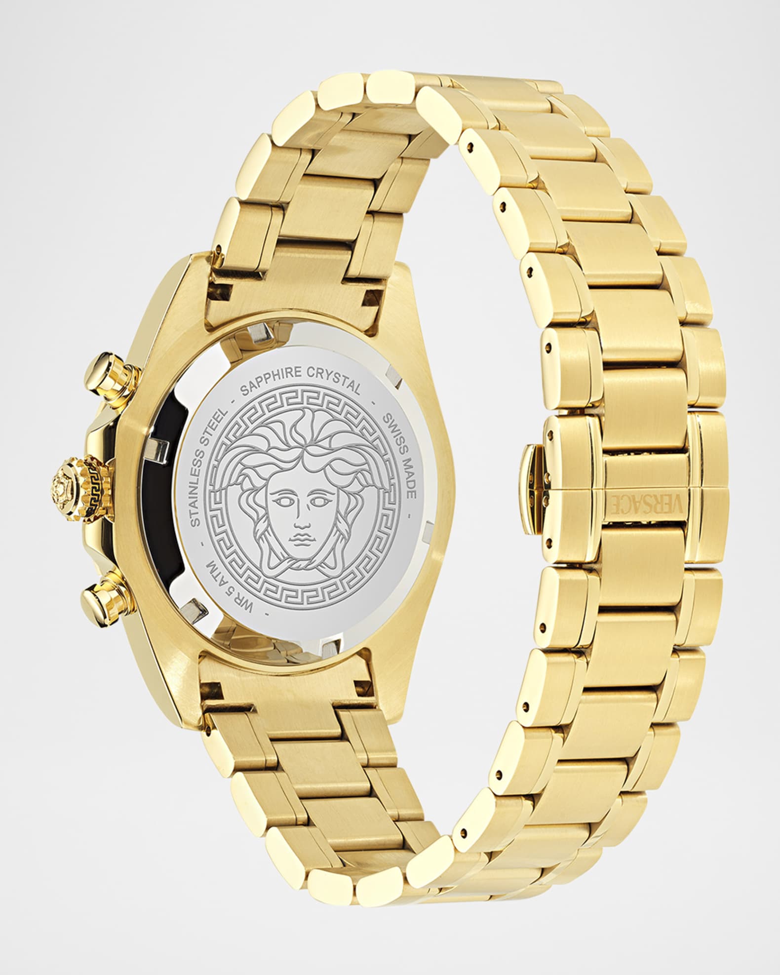 Versace Men's Chrono IP Yellow Gold Bracelet Watch, 44mm Neiman Marcus