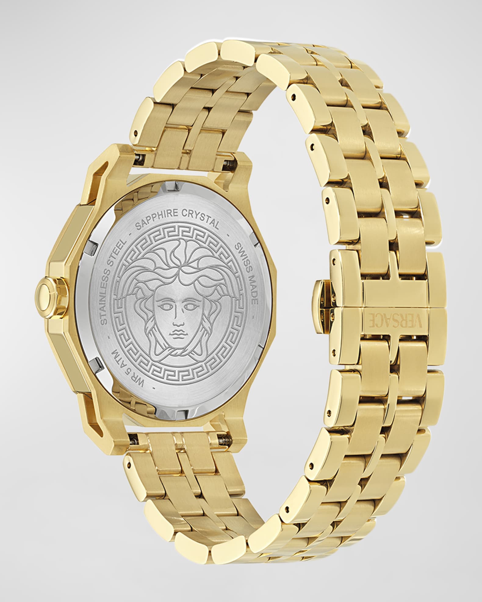 Men's Medusa Deco IP Yellow Gold Bracelet Watch, 43mm