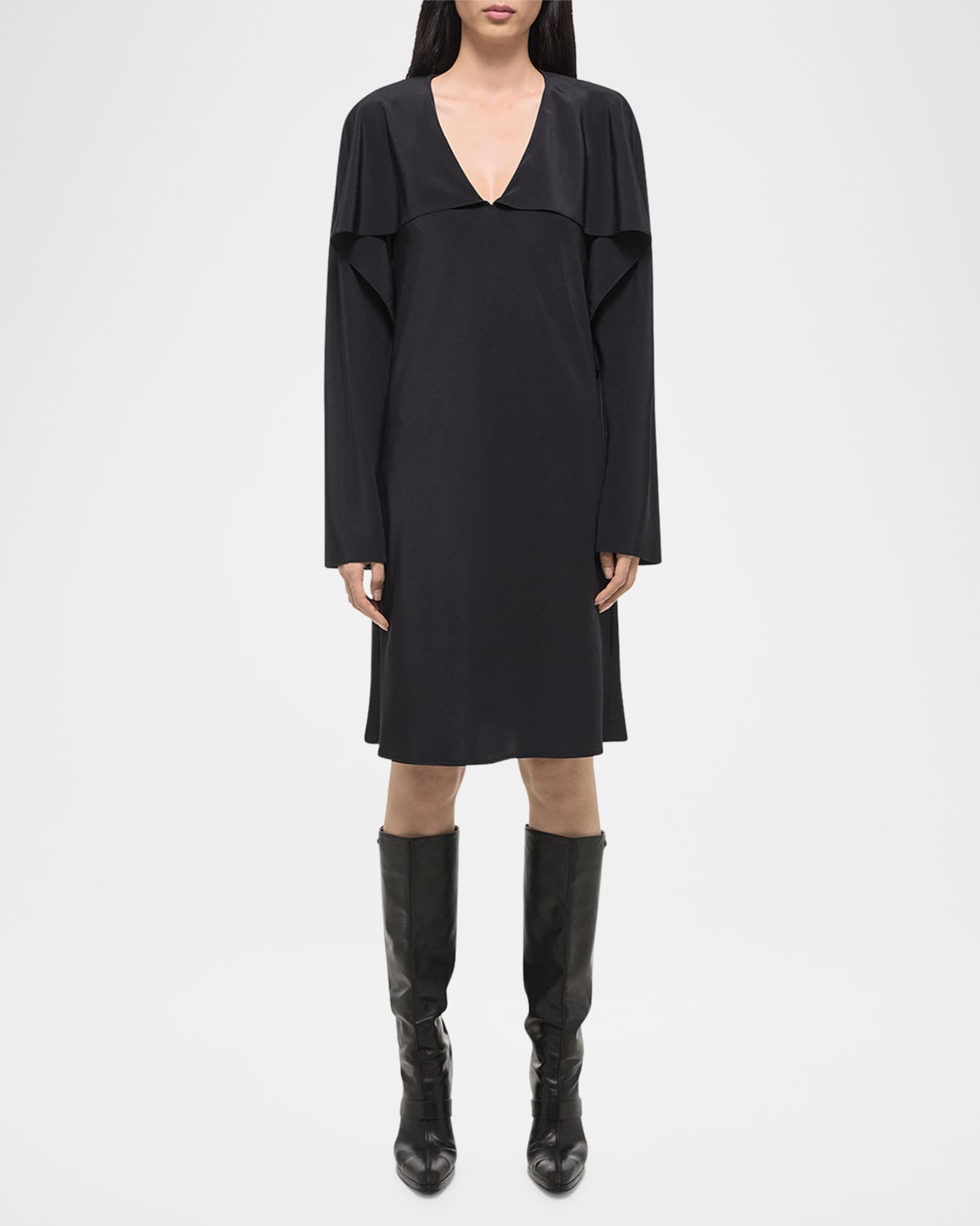 Long-Sleeve Silk Scarf Dress 1