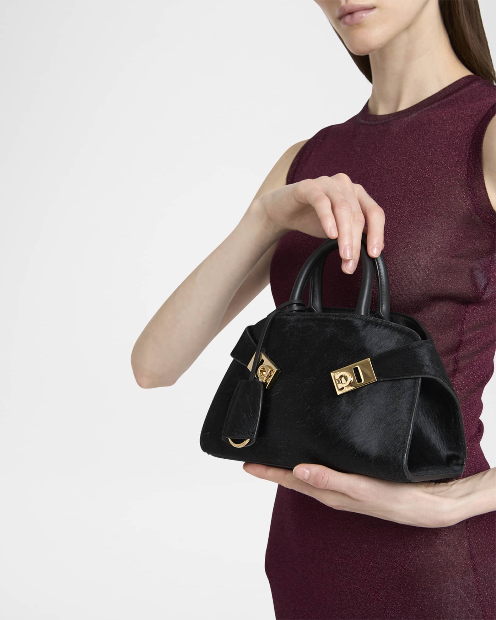 Ferragamo Hug Horsehair Top Handle Bag Neiman Marcus