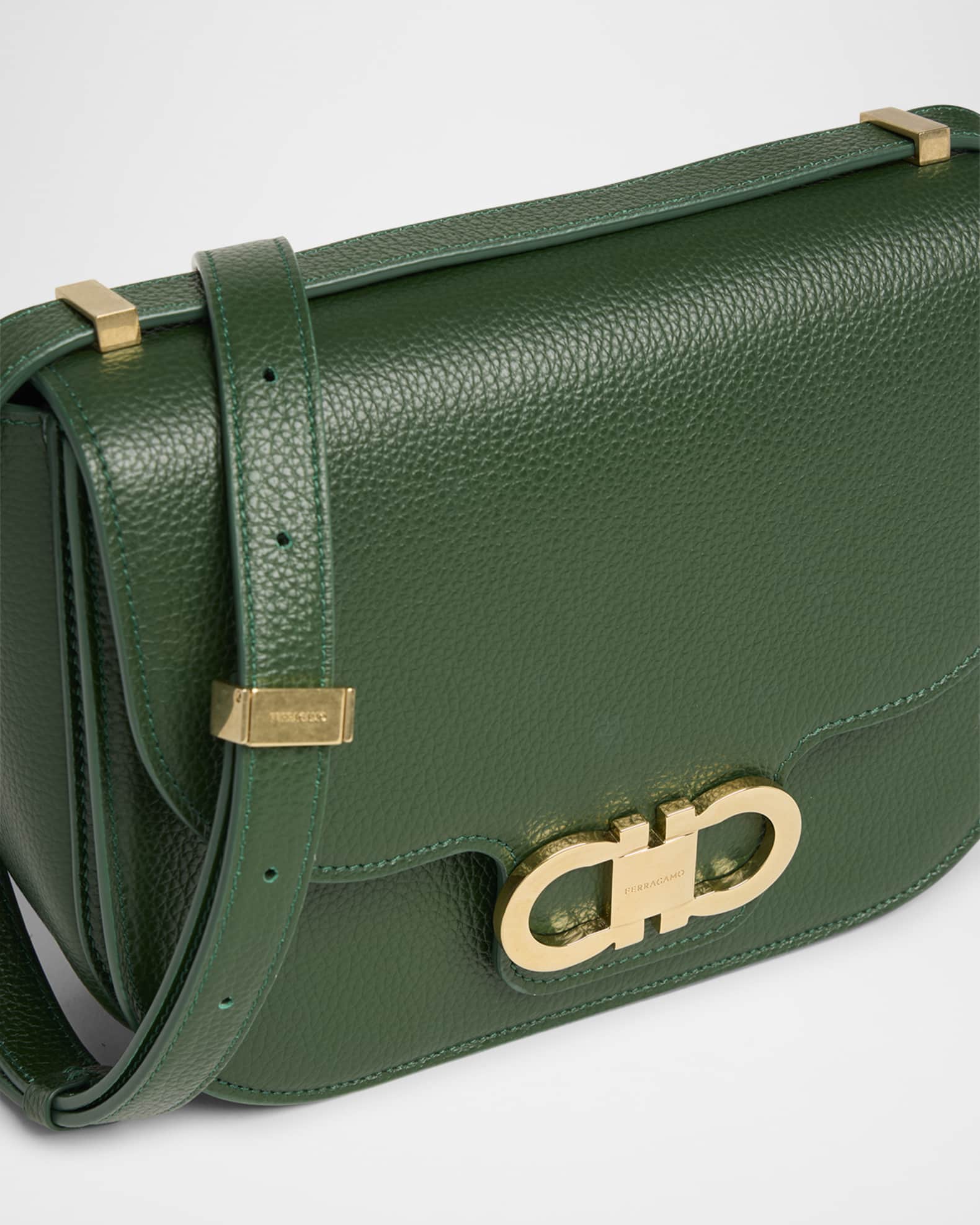 Double Gancio Flap Leather Crossbody Bag