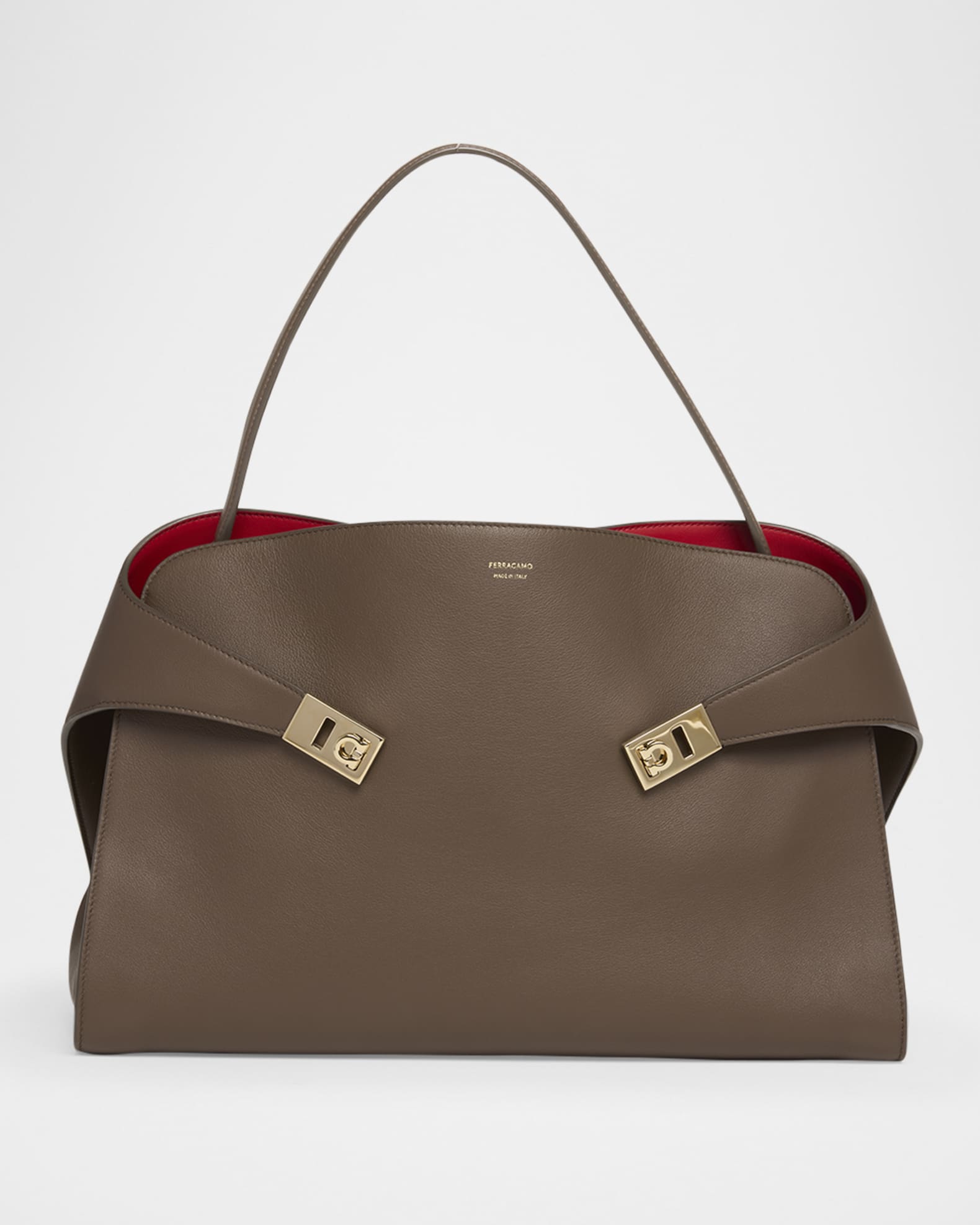 Ferragamo Hug Bicolor Leather Shoulder Bag Neiman Marcus