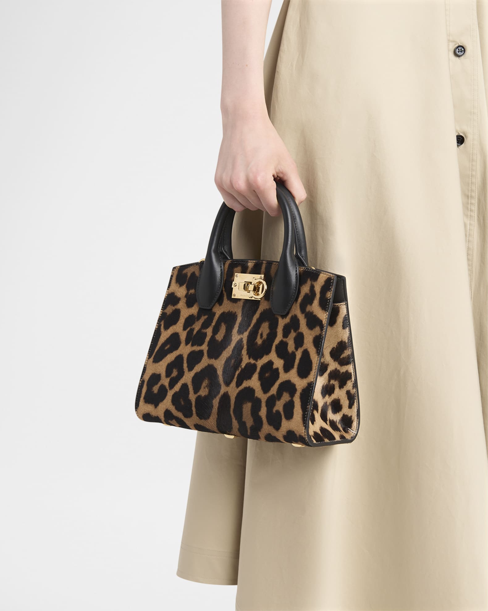 Ferragamo Studio Leopard Horse Hair Top Handle Bag Neiman Marcus