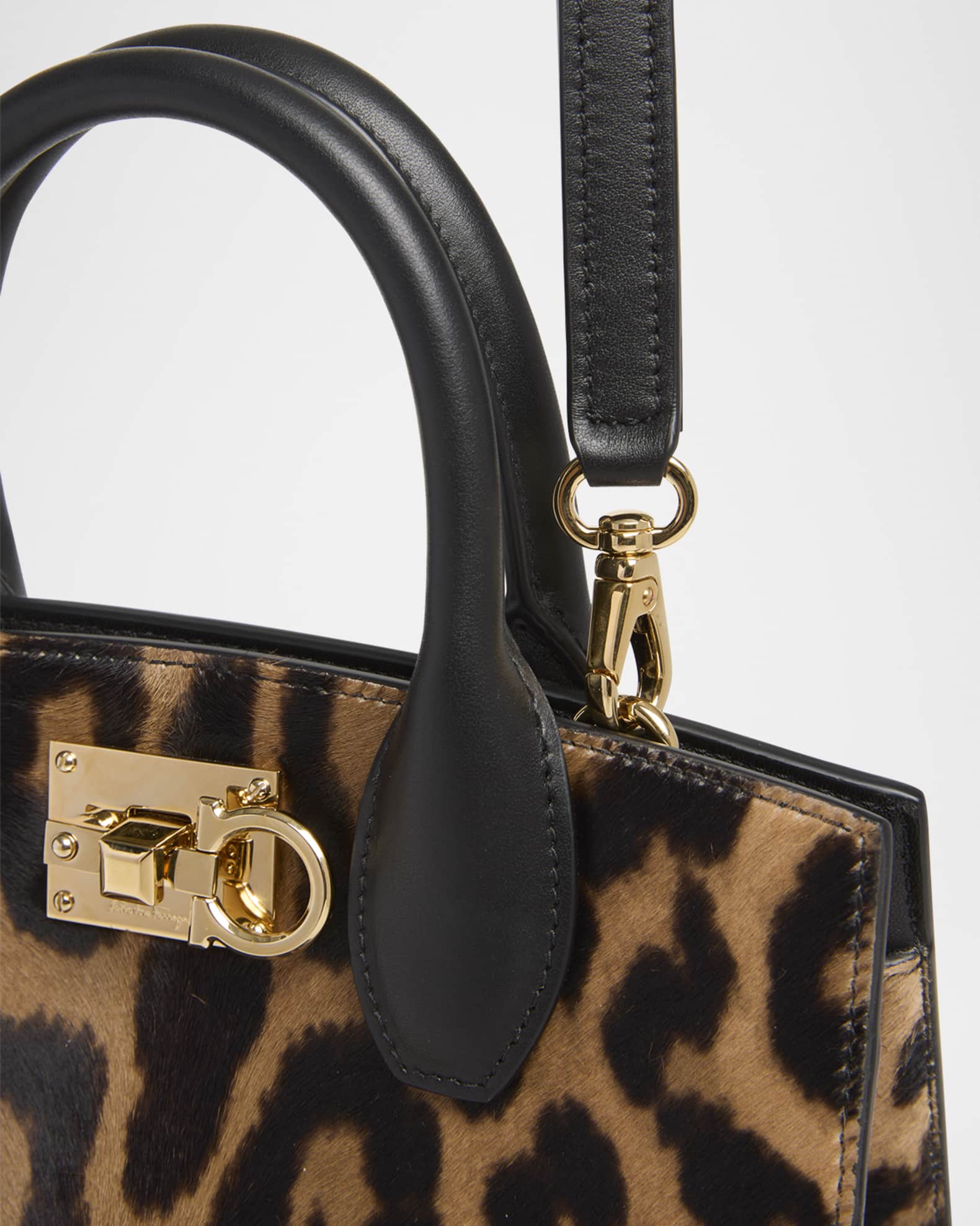 Ferragamo Studio Leopard Horse Hair Top-Handle Bag | Neiman
