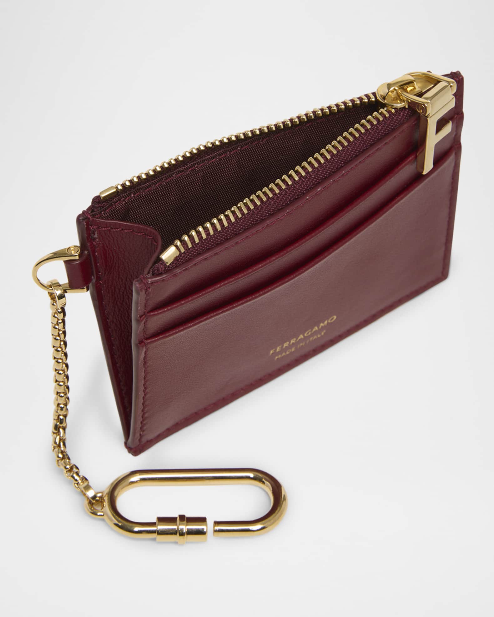Hot Stamp Zip Leather Card Holder | Neiman Marcus