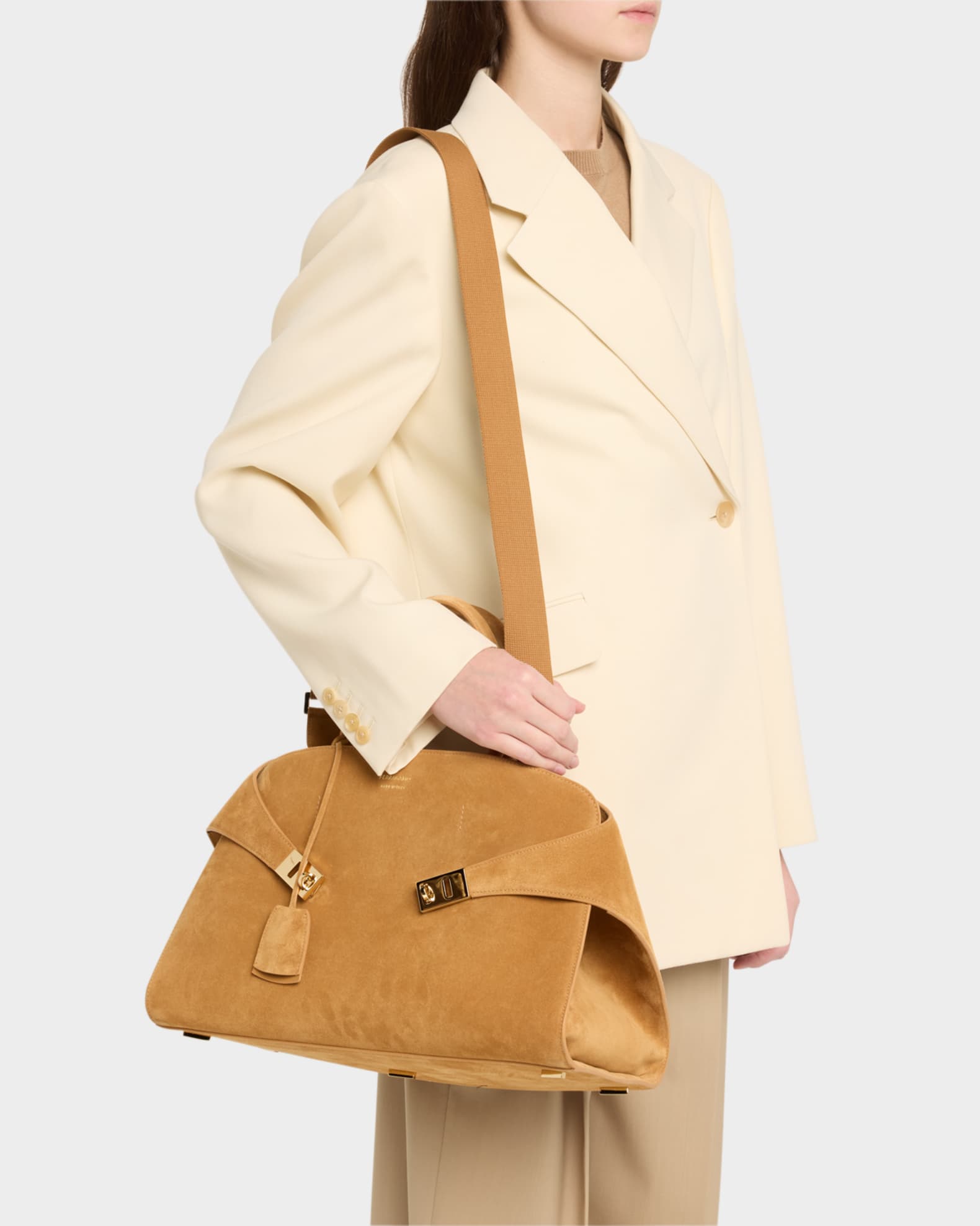 Medium Hug Suede Top-Handle Bag 1