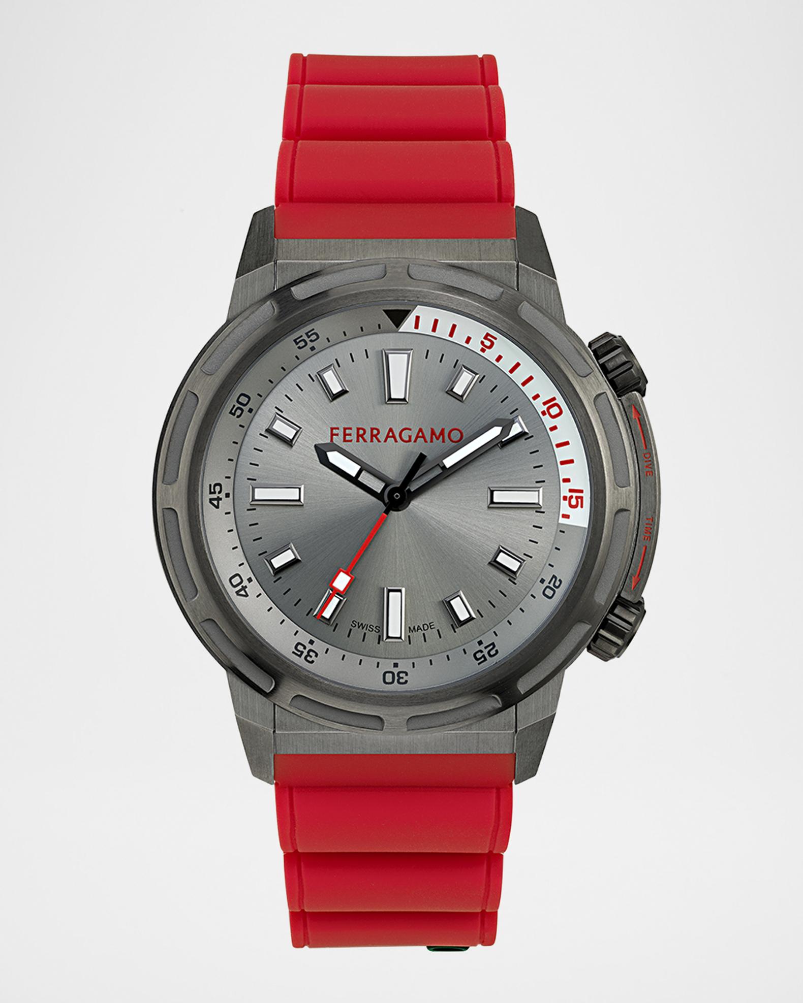 Ferragamo Ferragamo Sport IP Gunmetal PU-Strap Watch, 46mm | Neiman Marcus