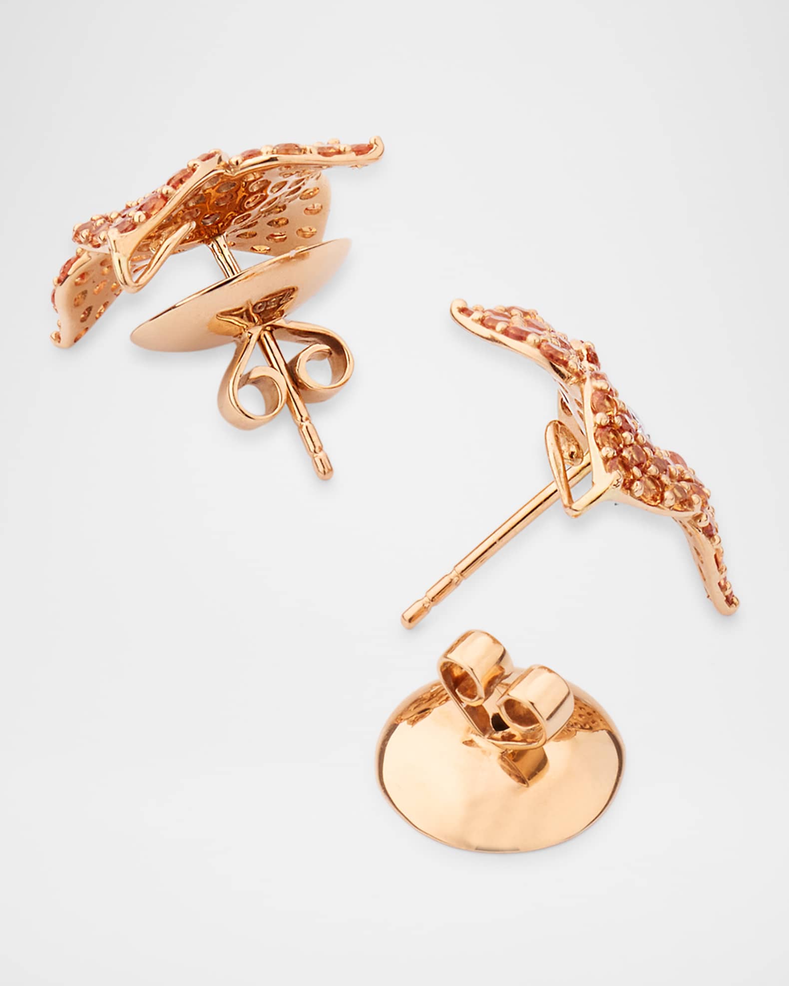 b*i様 現行✨極美品✨monshiro nerine flower pierc Piranesi 18K Rose Gold Orange Sapphire and Diamond Flower Earrings